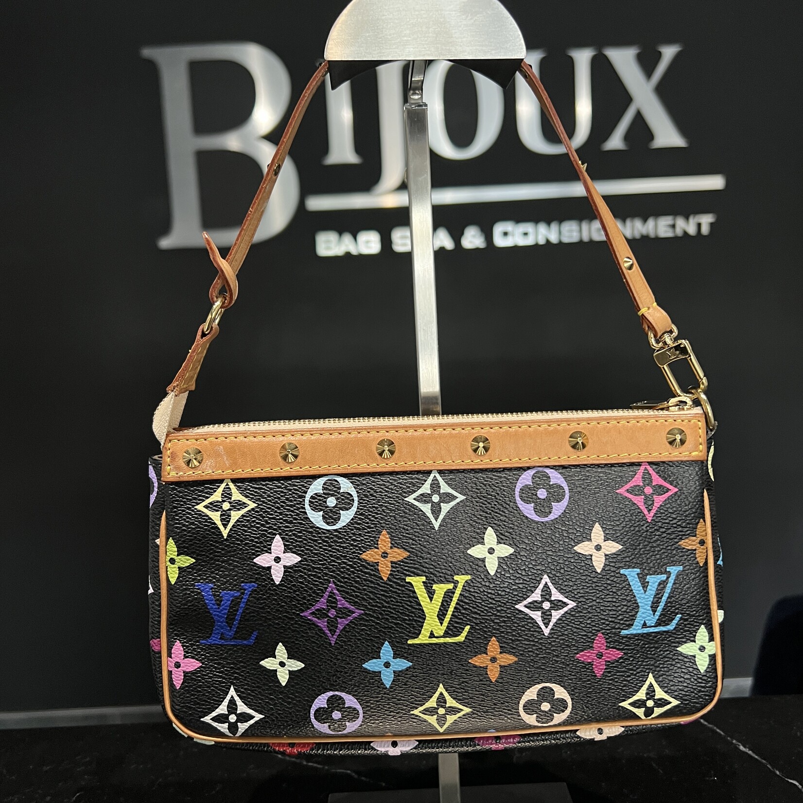 Louis Vuitton SOLD- Louis Vuitton Pochette Accessoires Multicolor Black Vintage