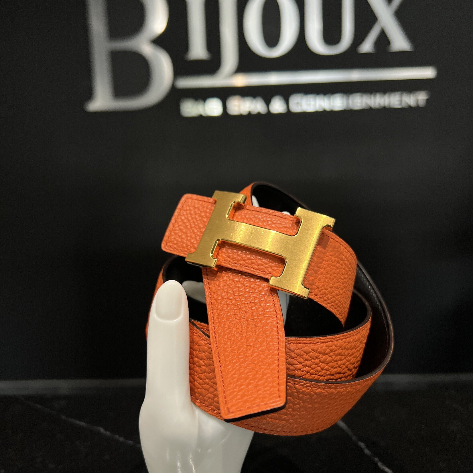 Hermes SOLD- Hermes Box Togo H Belt 90