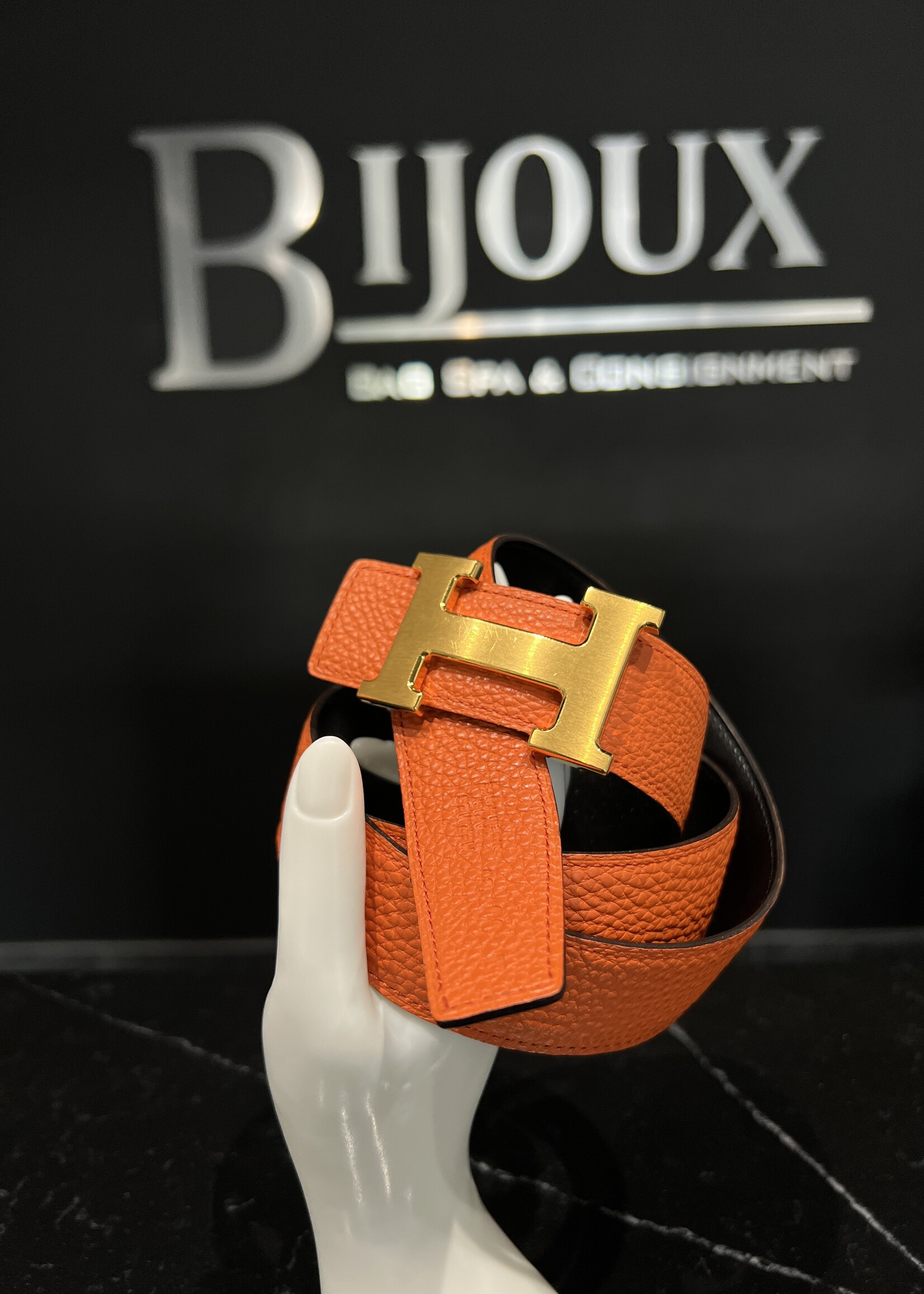 Hermes SOLD- Hermes Box Togo H Belt 90