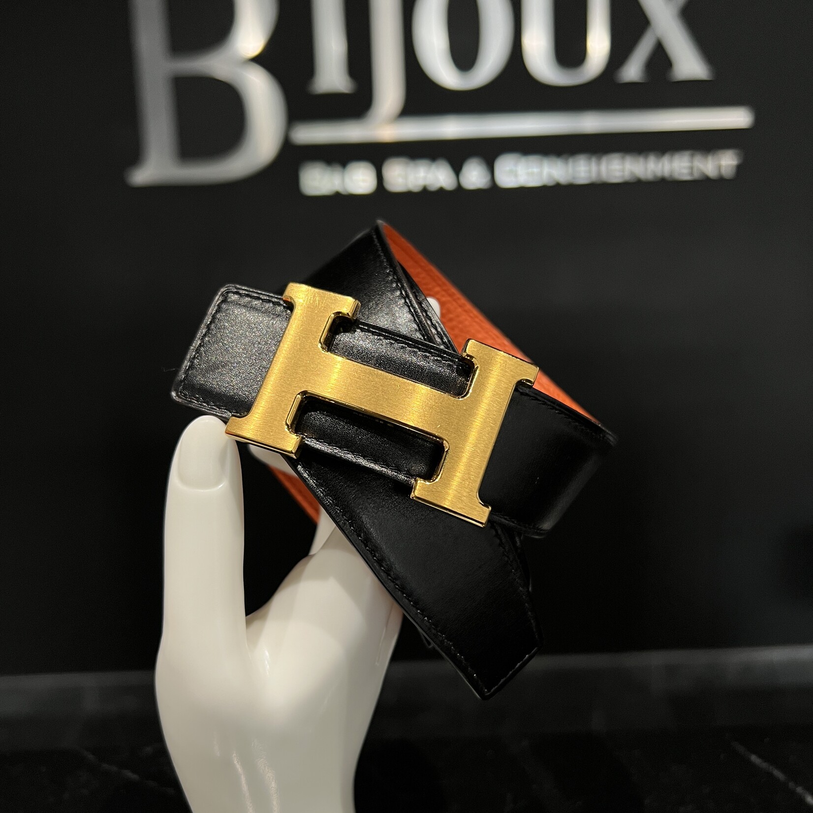 Hermes SOLD- Hermes Box Togo H Belt 90