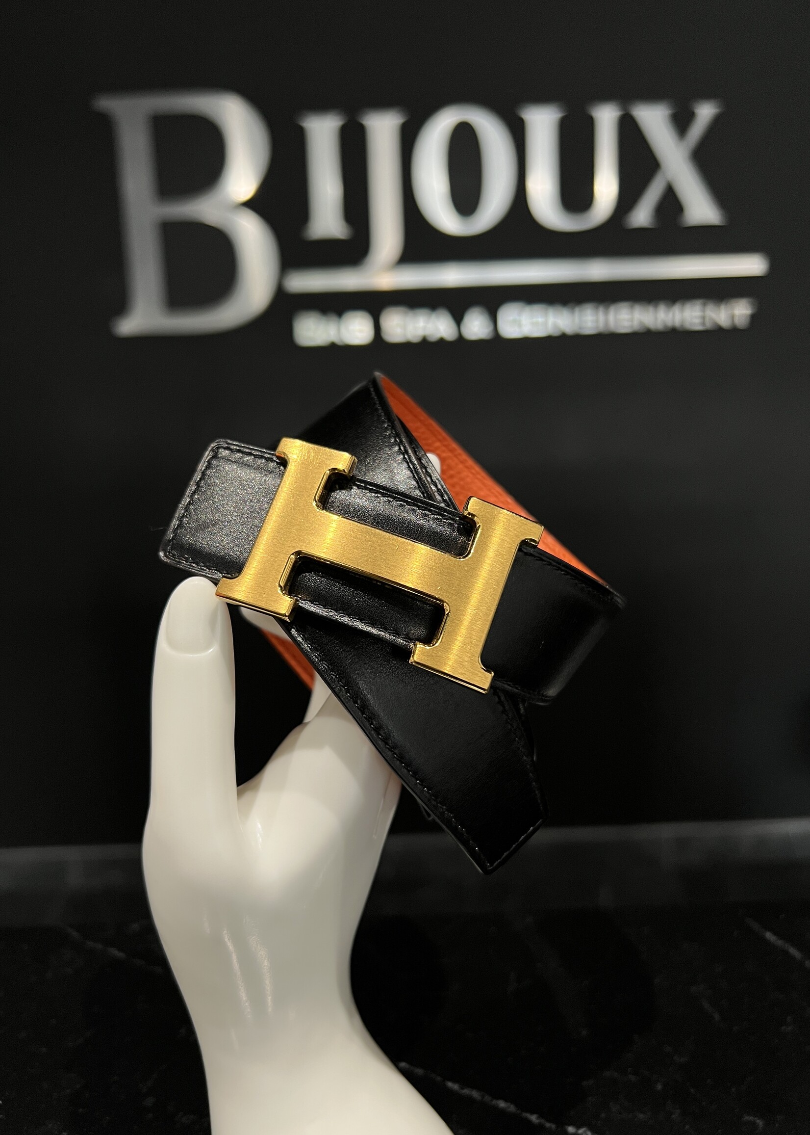 Hermes SOLD- Hermes Box Togo H Belt 90