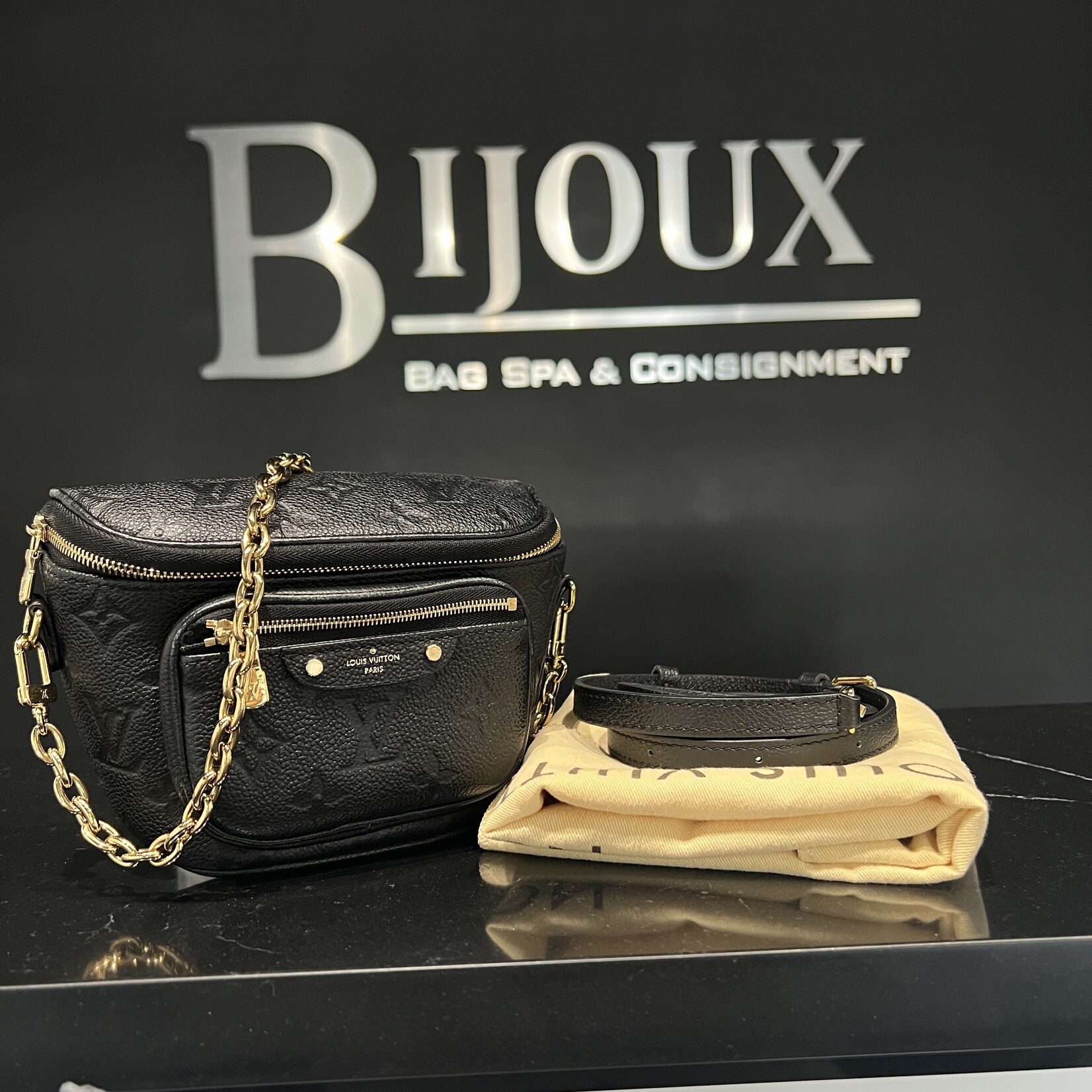 Louis Vuitton Louis Vuitton Black Empreinte Mini Bum Bag