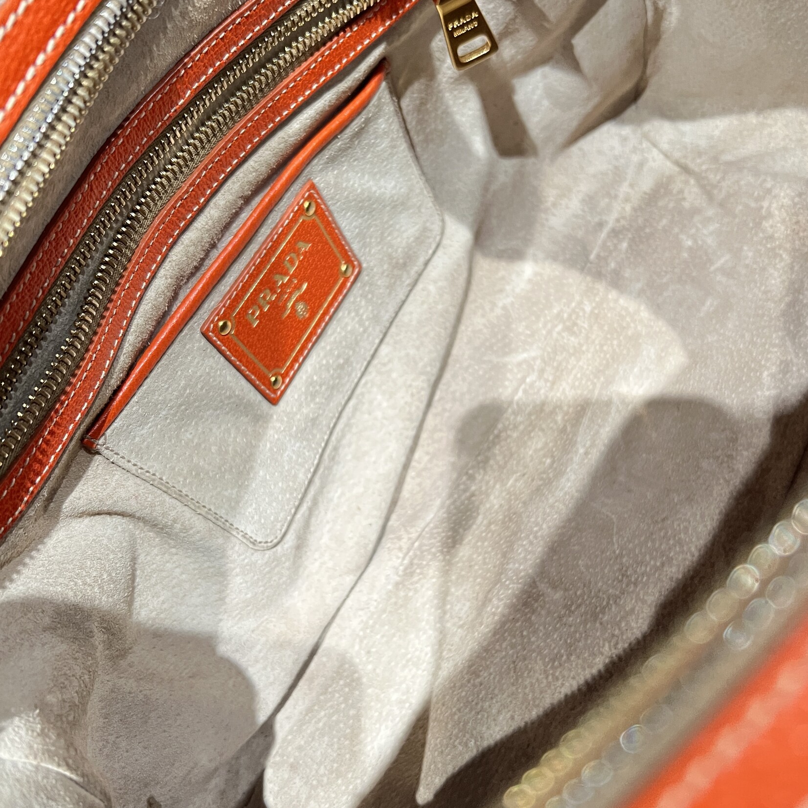 Prada SOLD - Prada Canvas Leather Trim Bauletto