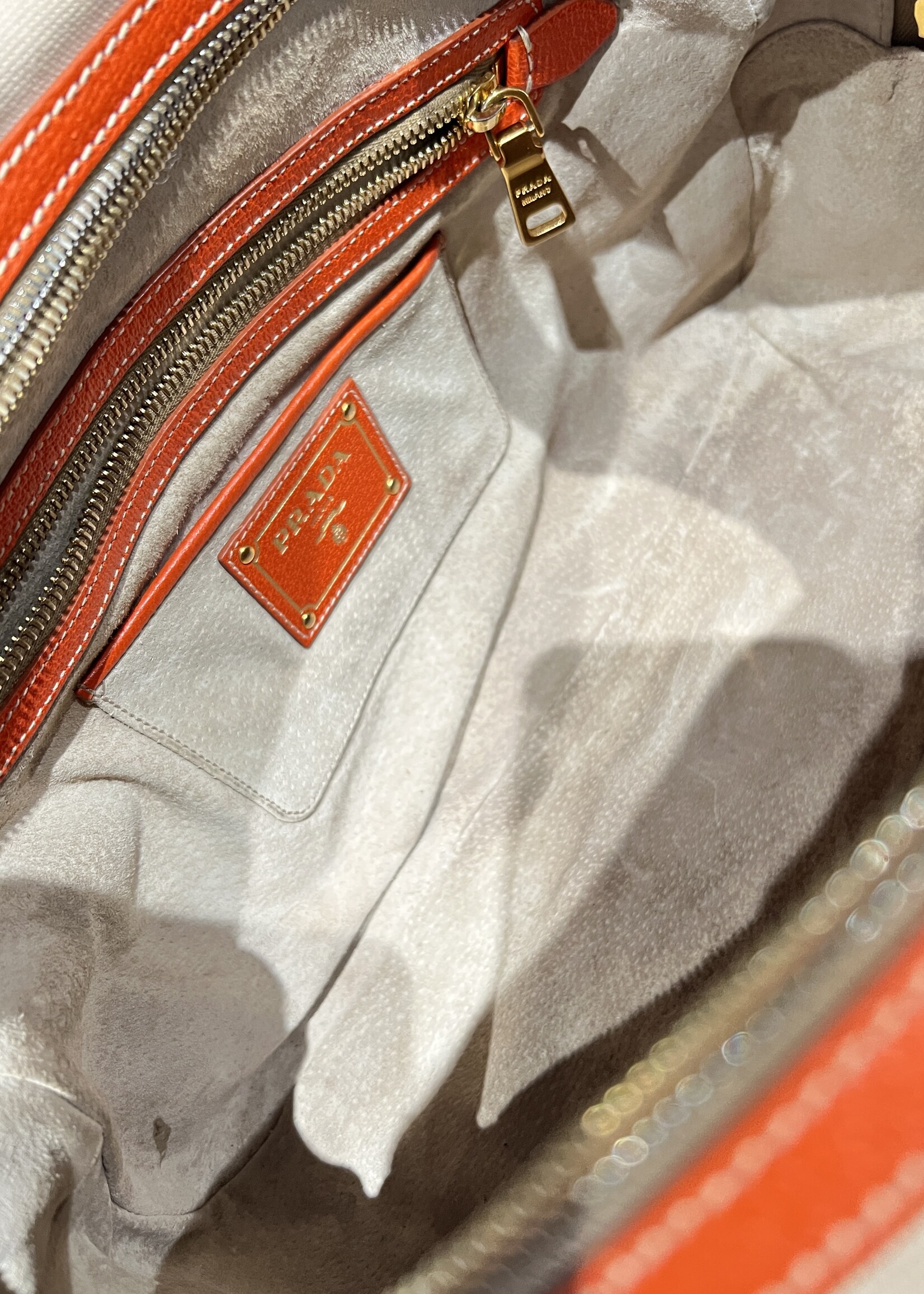 Prada SOLD - Prada Canvas Leather Trim Bauletto