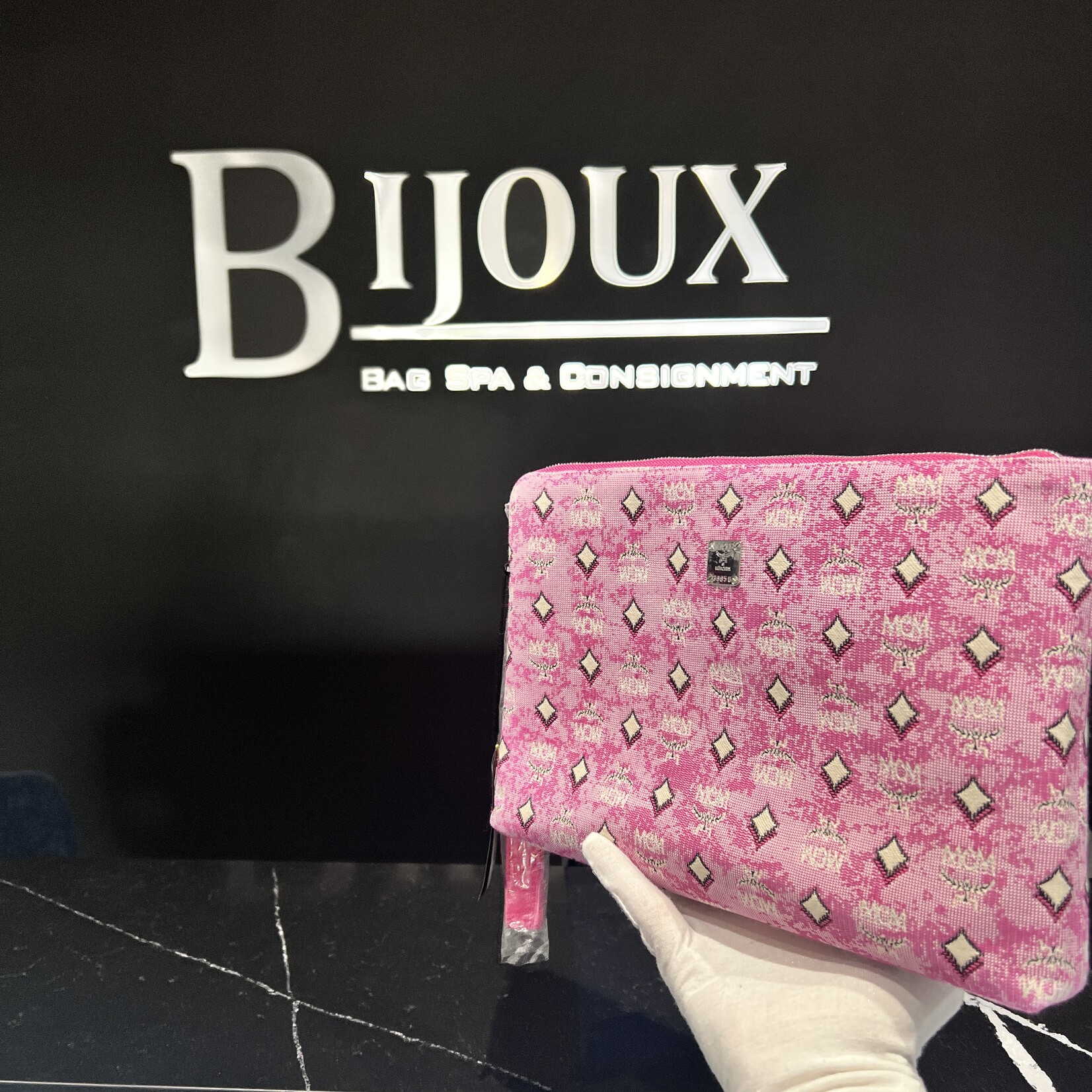 MCM MCM Pink Canvas Clutch