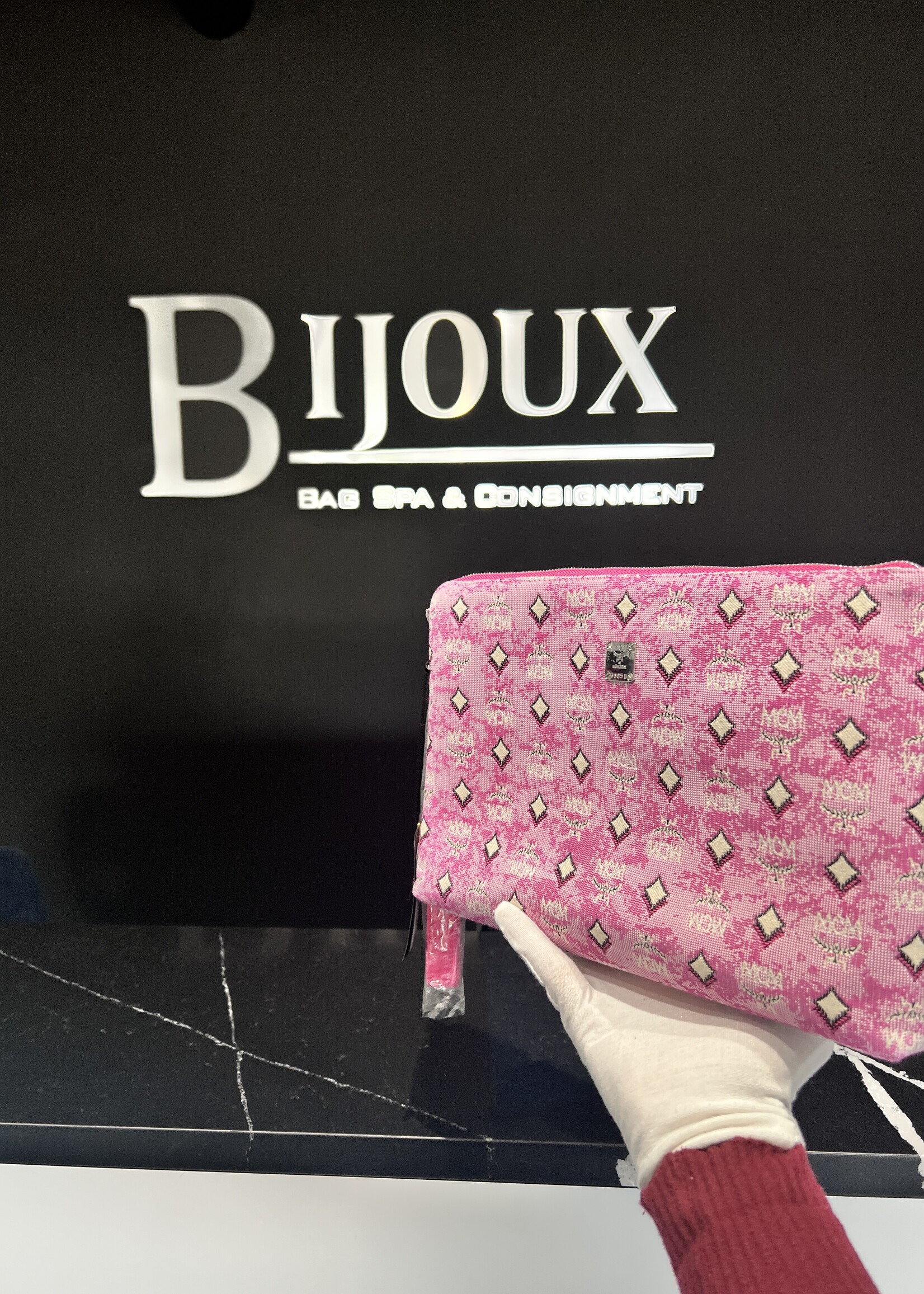 MCM MCM Pink Canvas Clutch