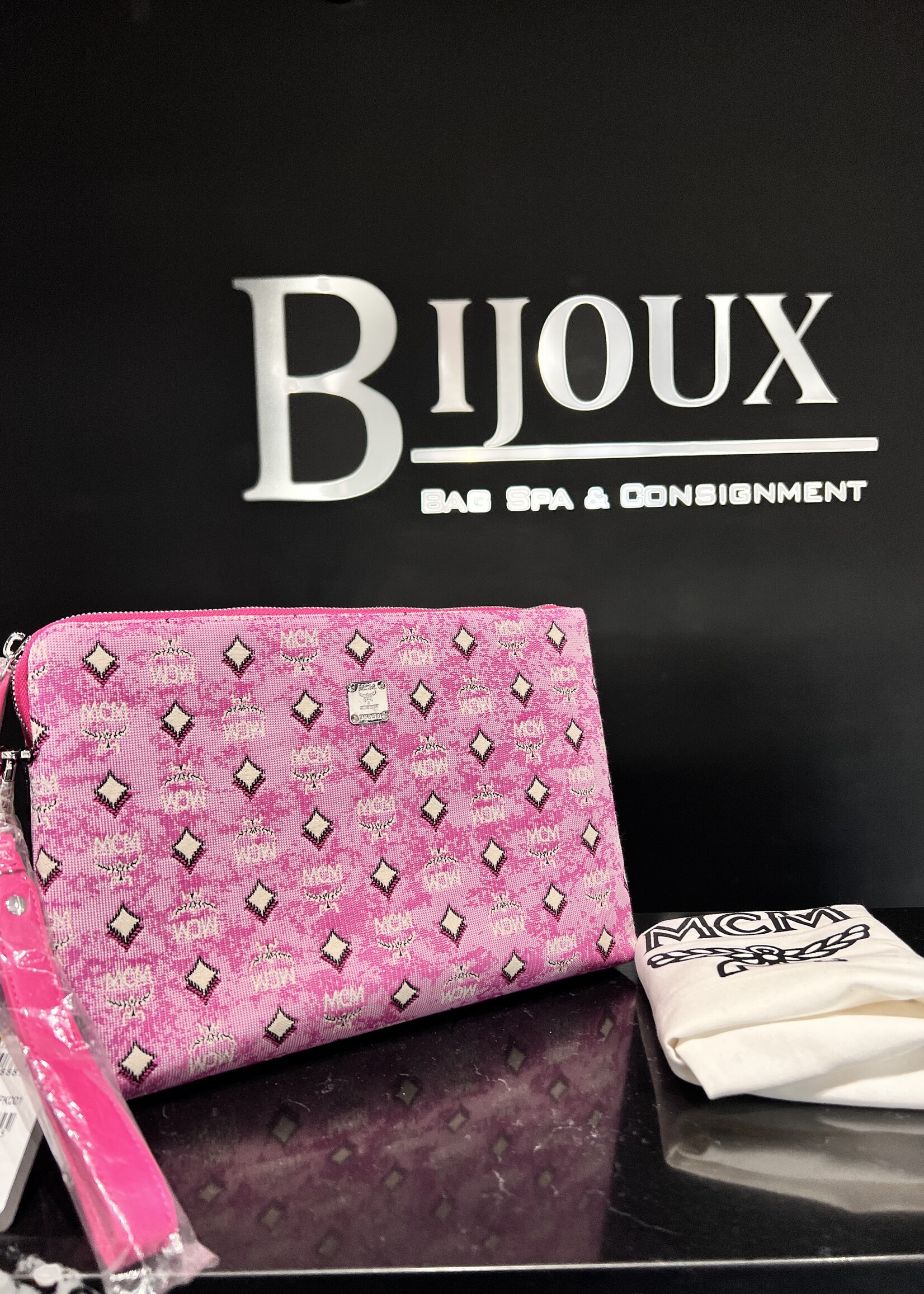 MCM MCM Pink Canvas Clutch