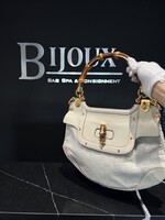 Gucci SOLD- Gucci Monogram Peggy Bamboo Top Handle Bag