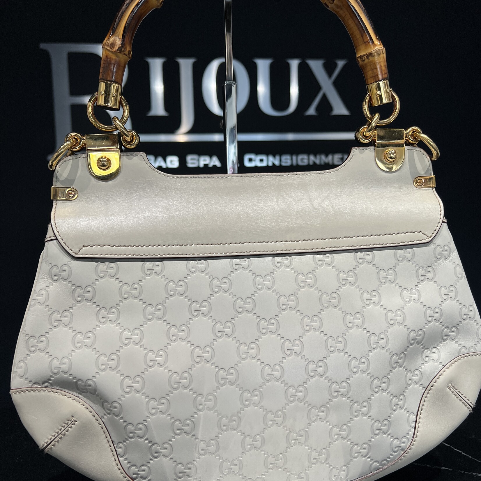 Gucci Gucci Monogram Peggy Bamboo Top Handle Bag