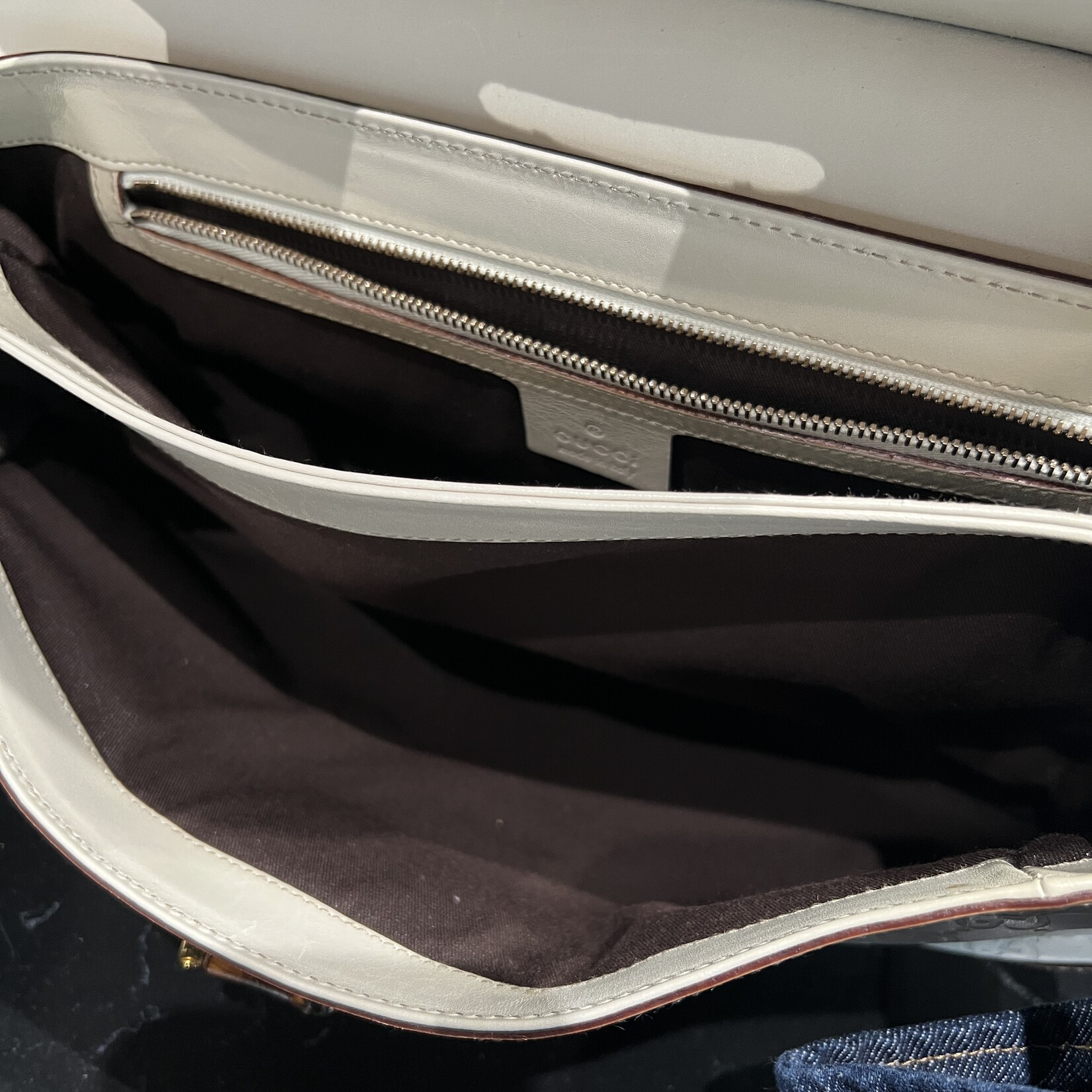 Gucci Gucci Monogram Peggy Bamboo Top Handle Bag