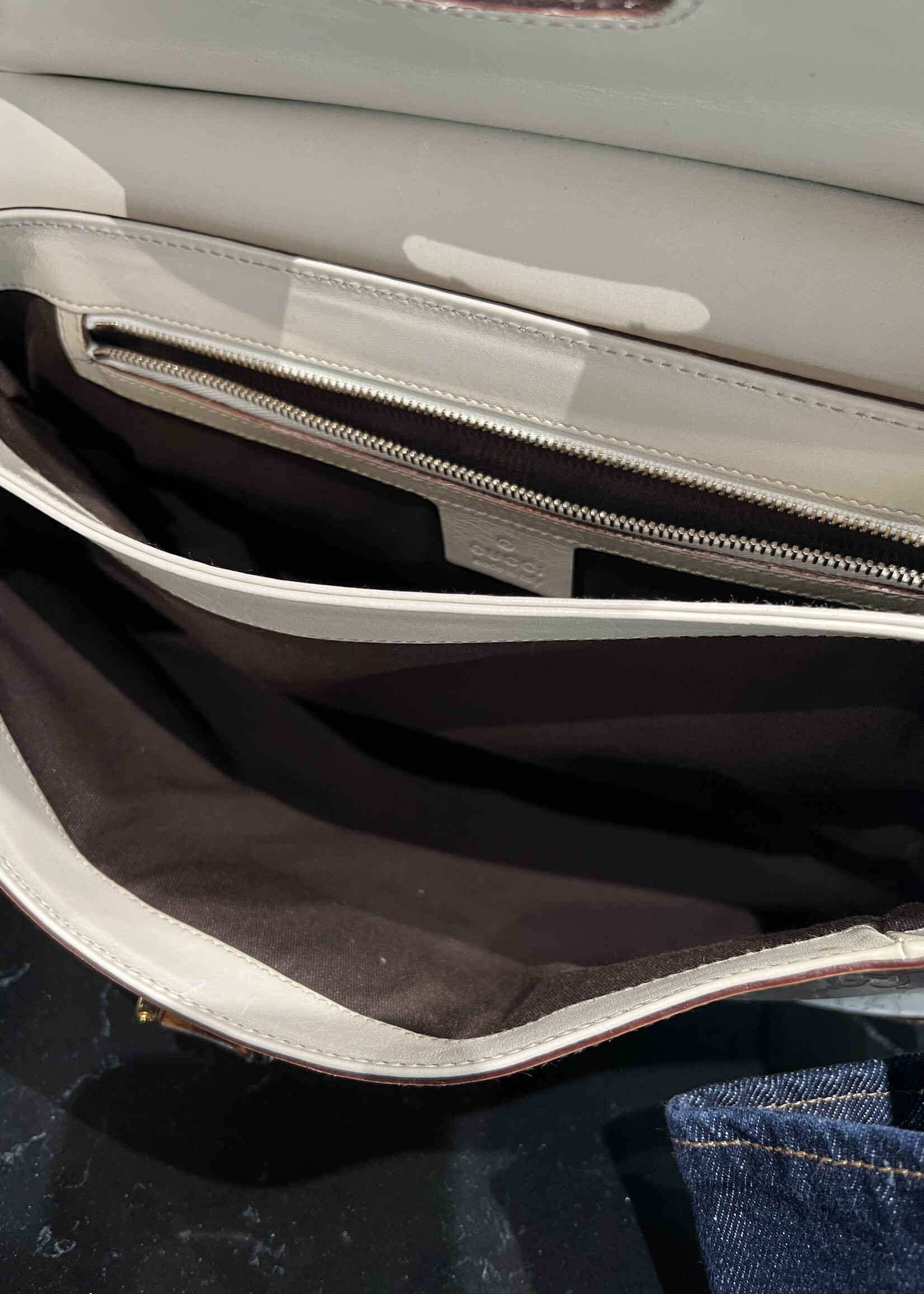 Gucci Gucci Monogram Peggy Bamboo Top Handle Bag