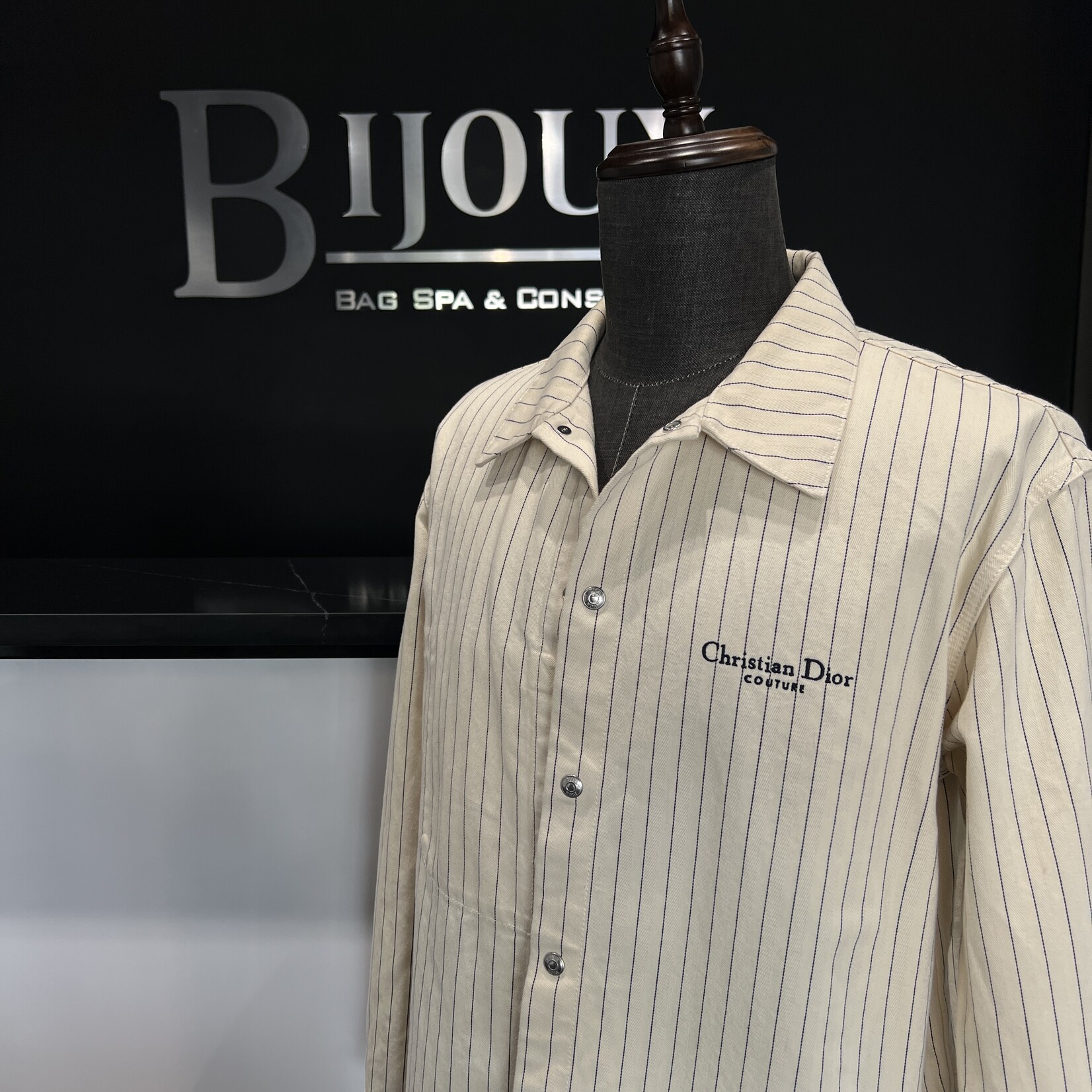 Christian Dior SOLD - Christian Dior Pinstriped Overshirt