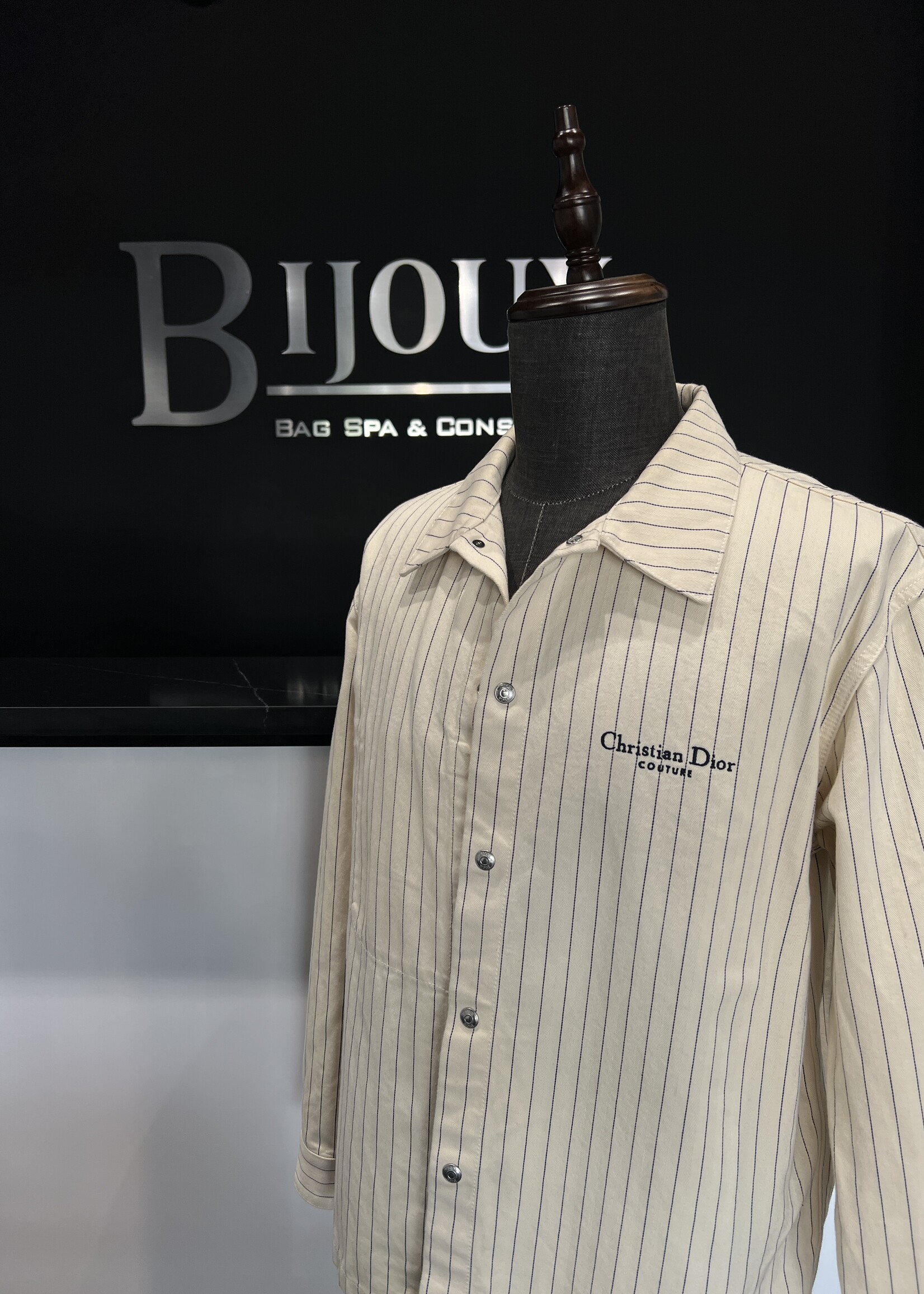 Christian Dior SOLD - Christian Dior Pinstriped Overshirt