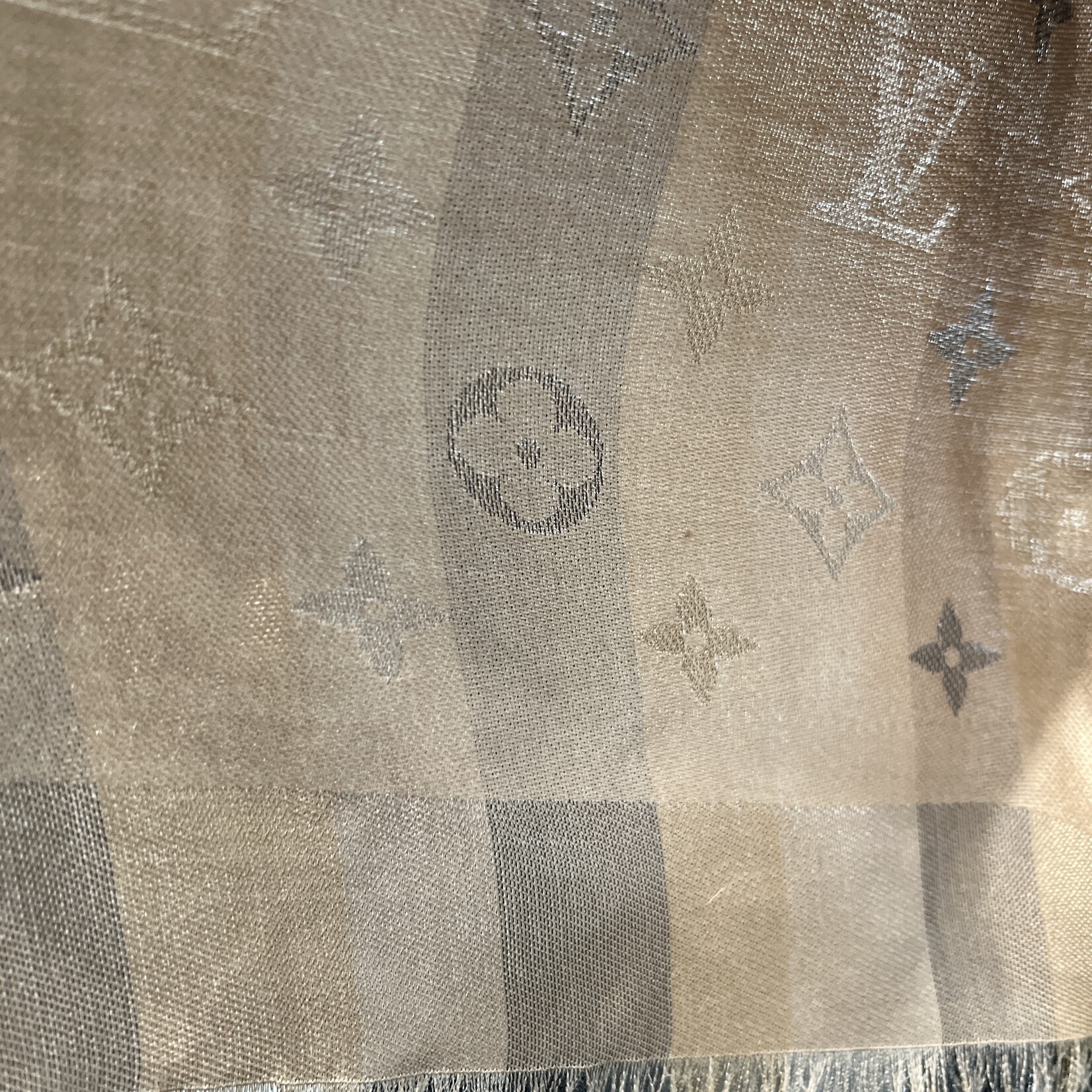 Louis Vuitton Louis Vuitton Silk Monogram Taupe Scarf