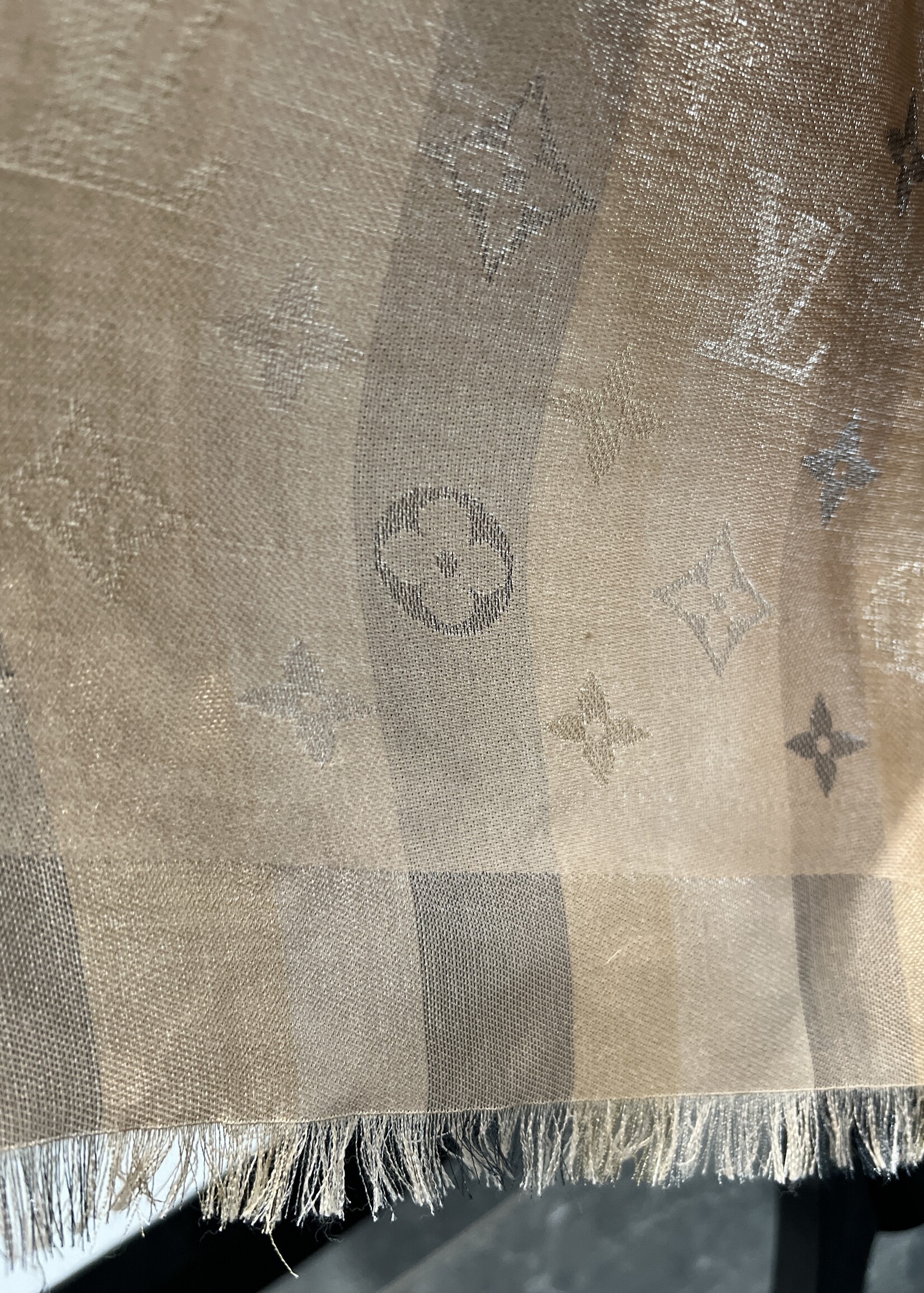 Louis Vuitton Louis Vuitton Silk Monogram Taupe Scarf