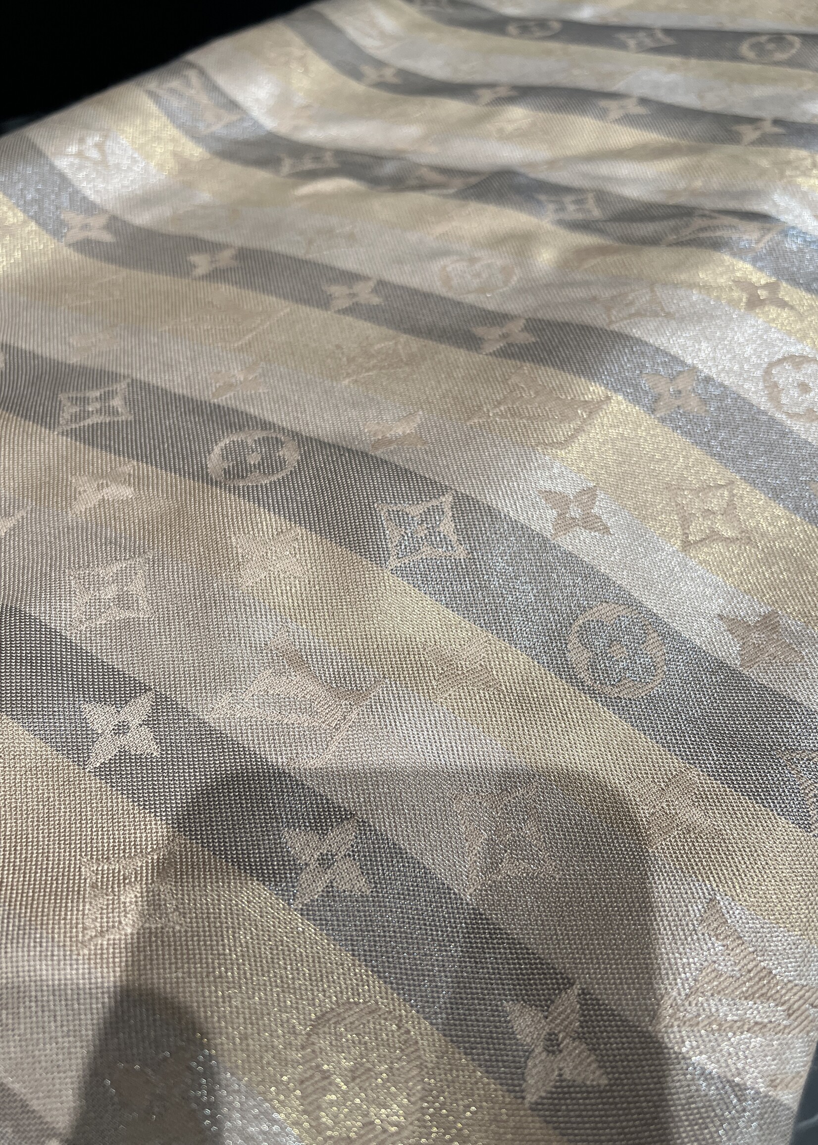 Louis Vuitton SOLD - Louis Vuitton Silk Monogram Taupe Scarf