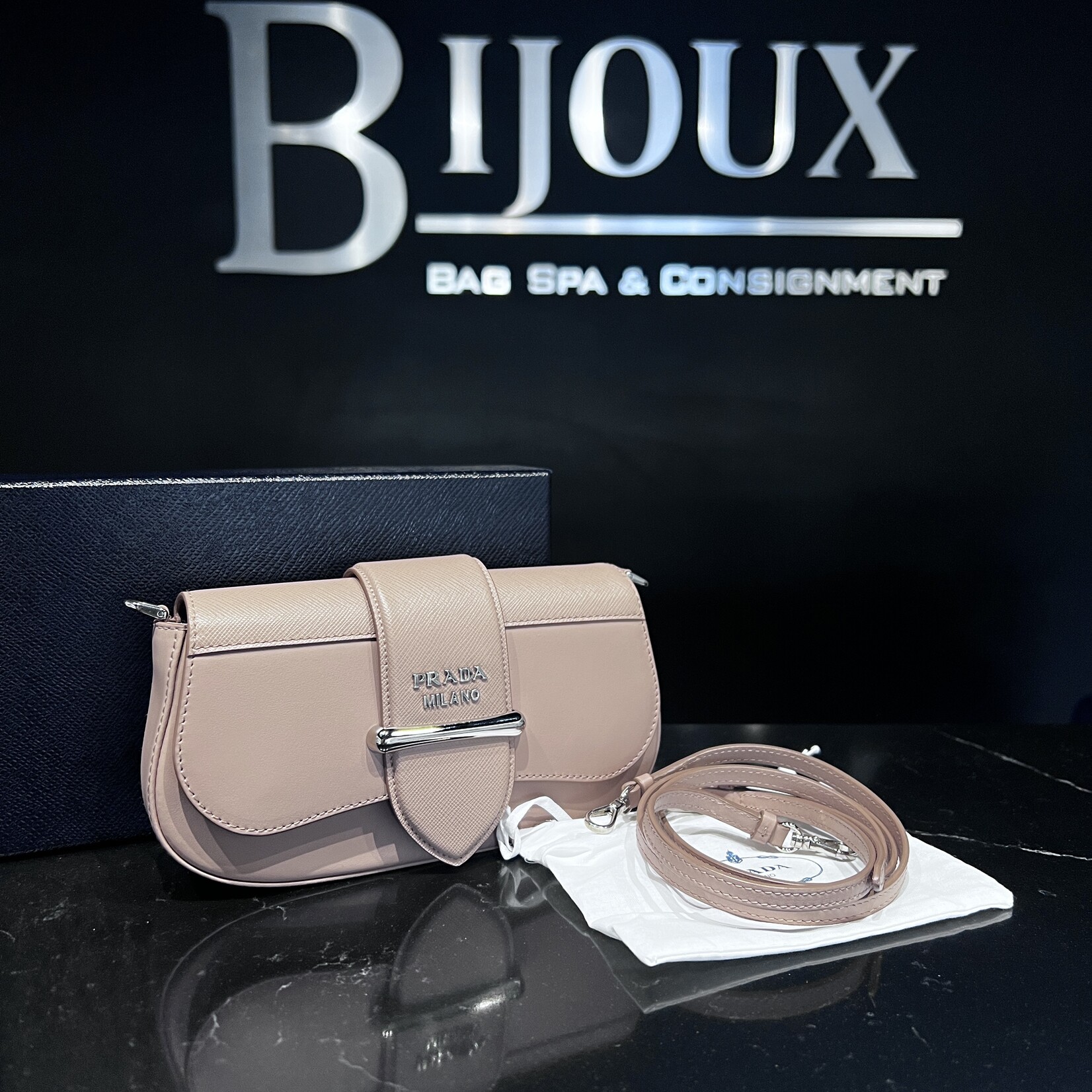 Prada Prada City Calfskin Saffiano Sidone Crossbody