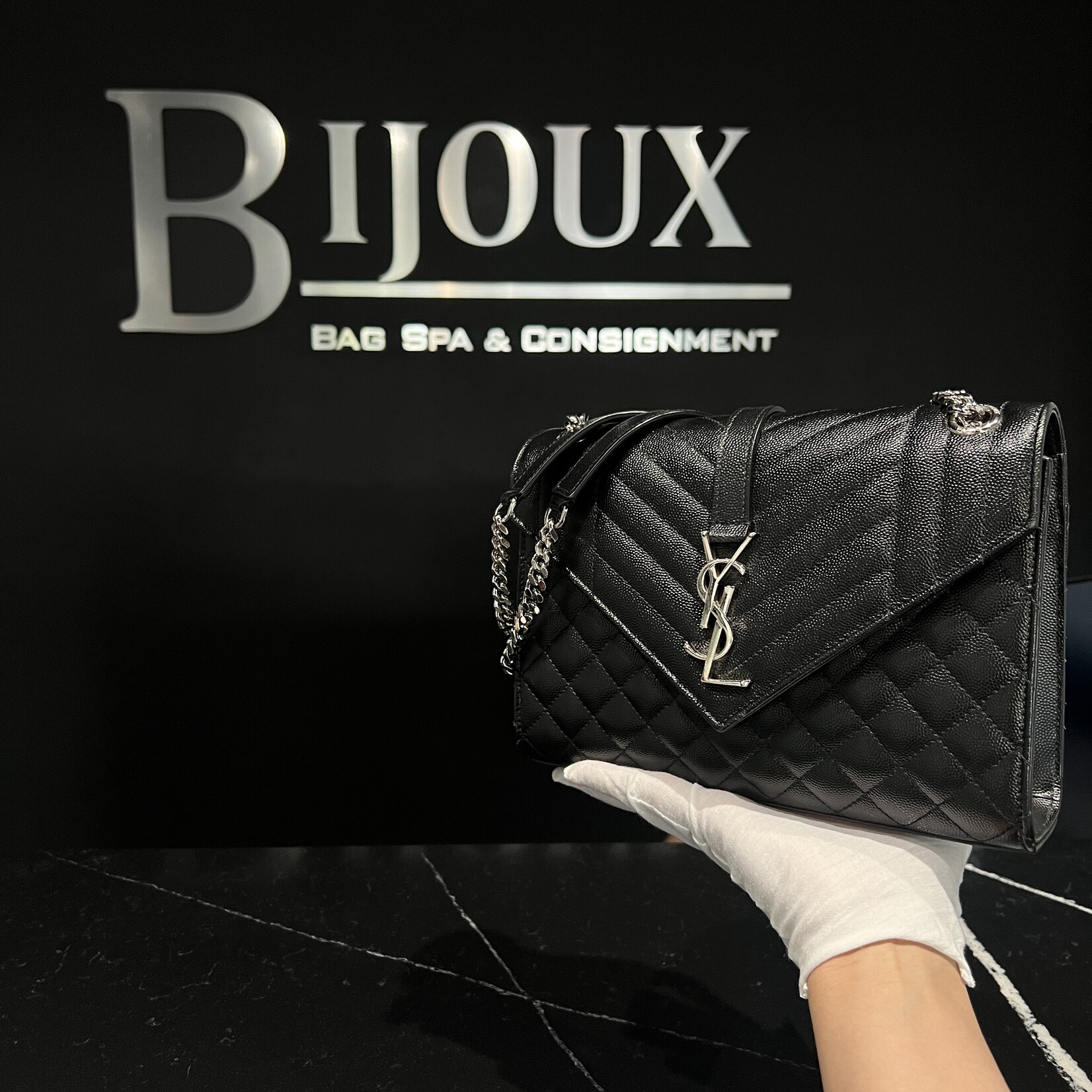 Saint Laurent SOLD- Saint Laurent Black Envelope Medium SHW