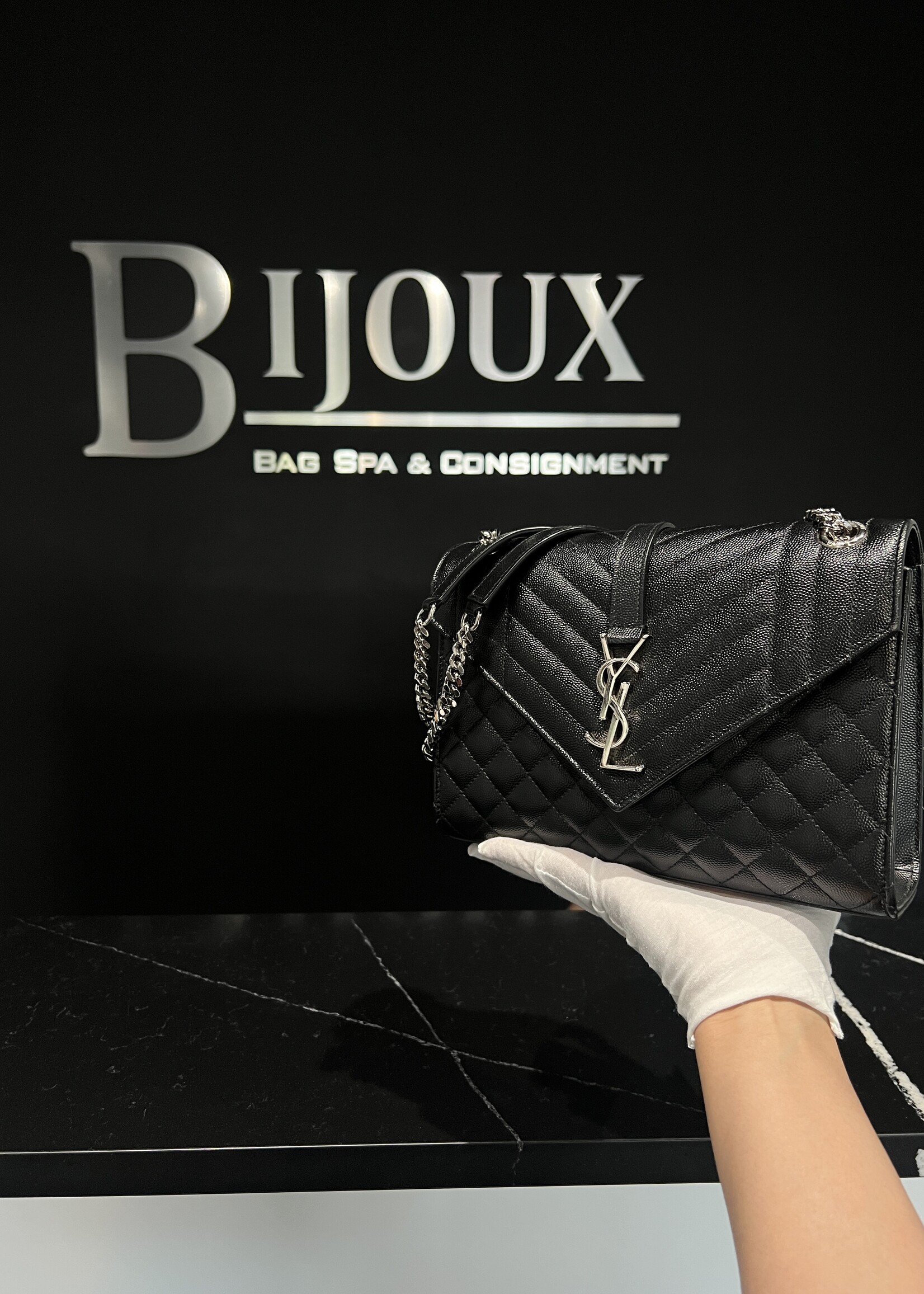 Saint Laurent SOLD- Saint Laurent Black Envelope Medium SHW