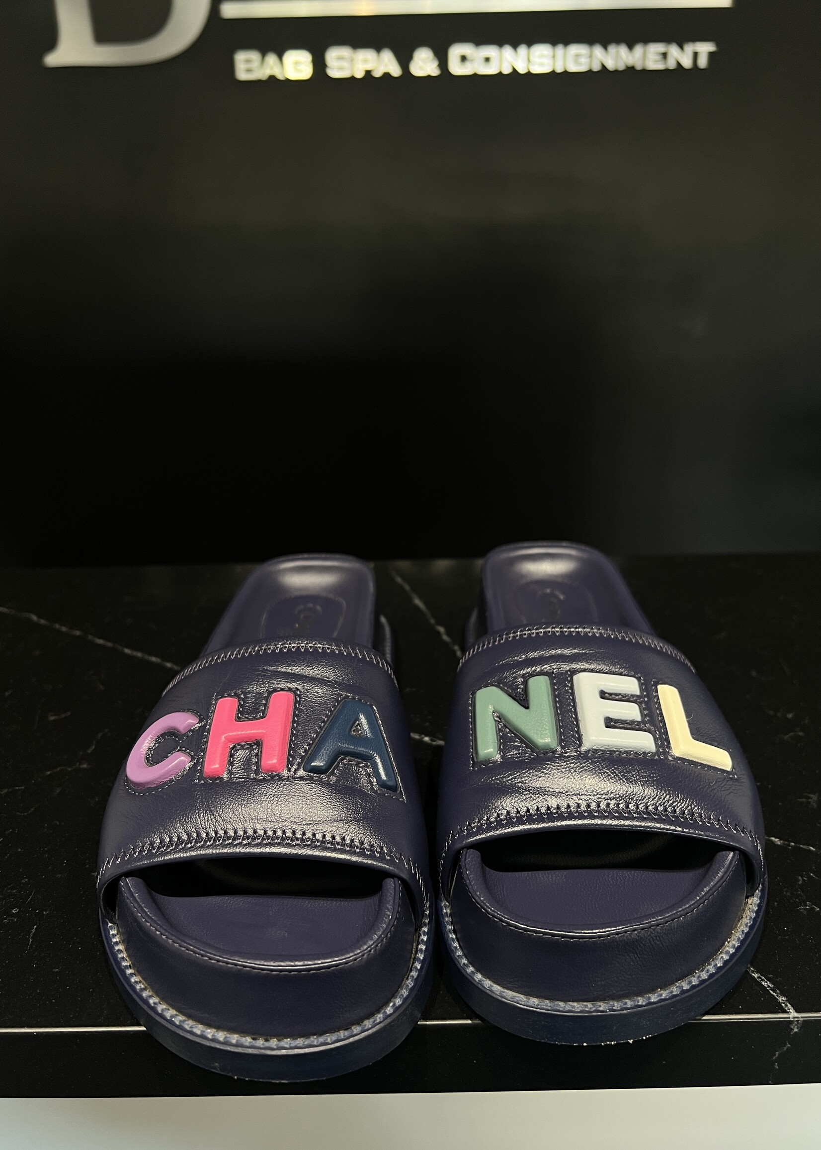 Chanel Chanel Leather Logo Sandals- 37