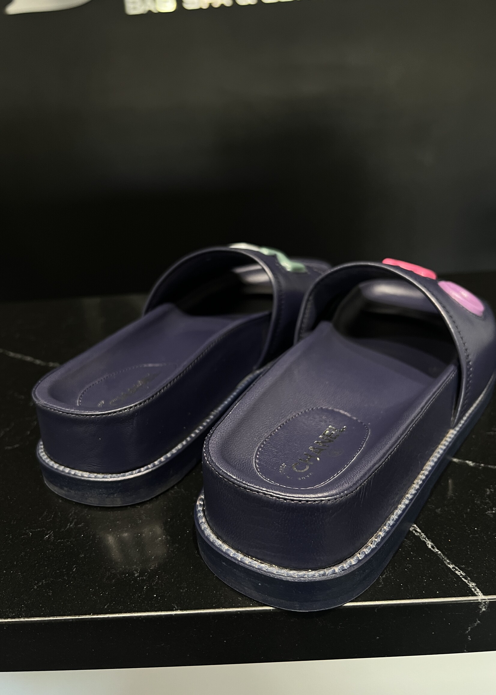 Chanel Chanel Leather Logo Sandals- 37