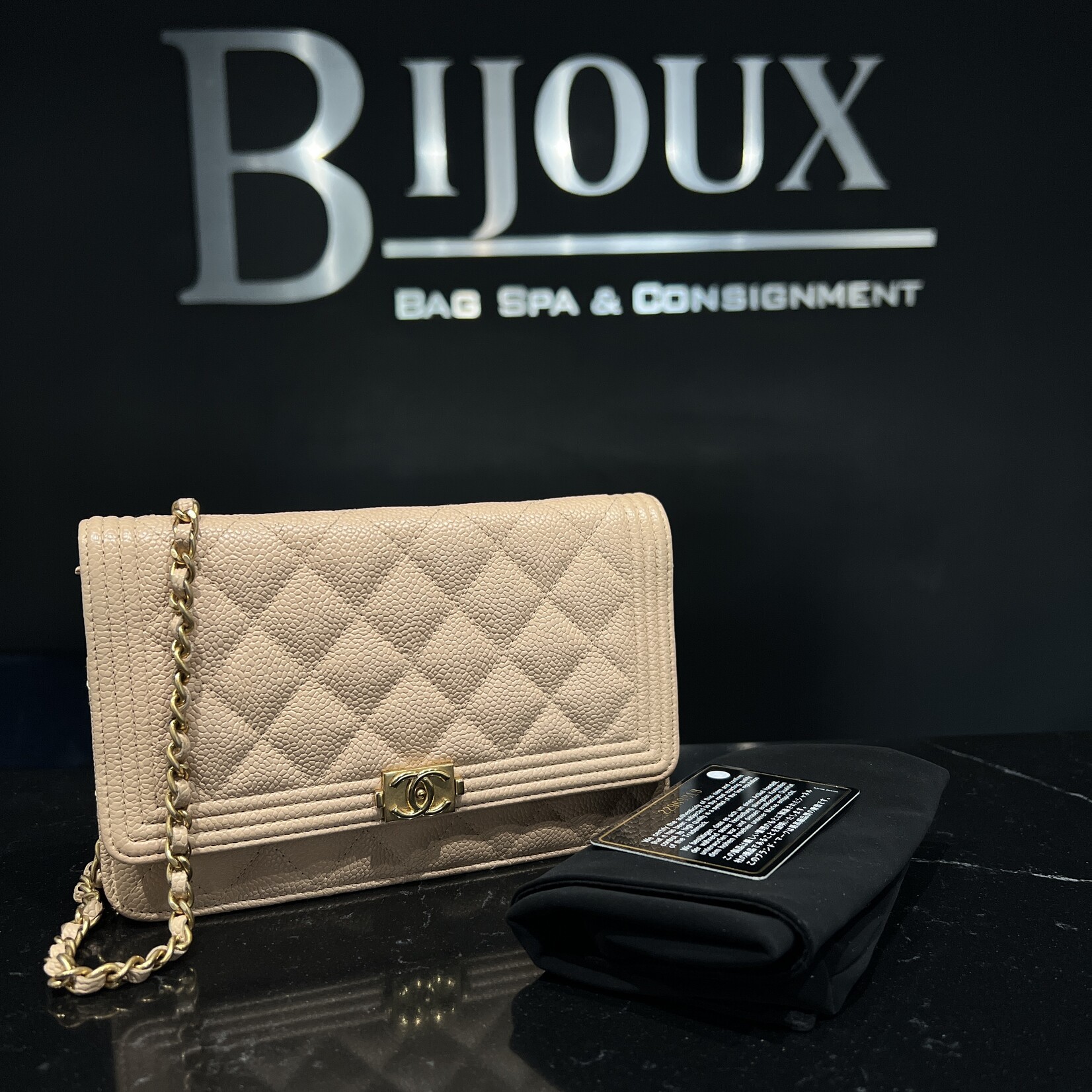 Chanel SOLD - Chanel Boy Wallet on Chain Biege