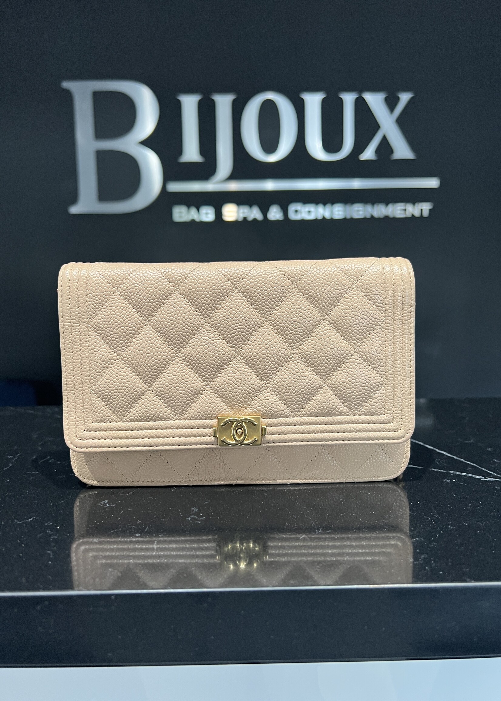 Chanel SOLD - Chanel Boy Wallet on Chain Biege