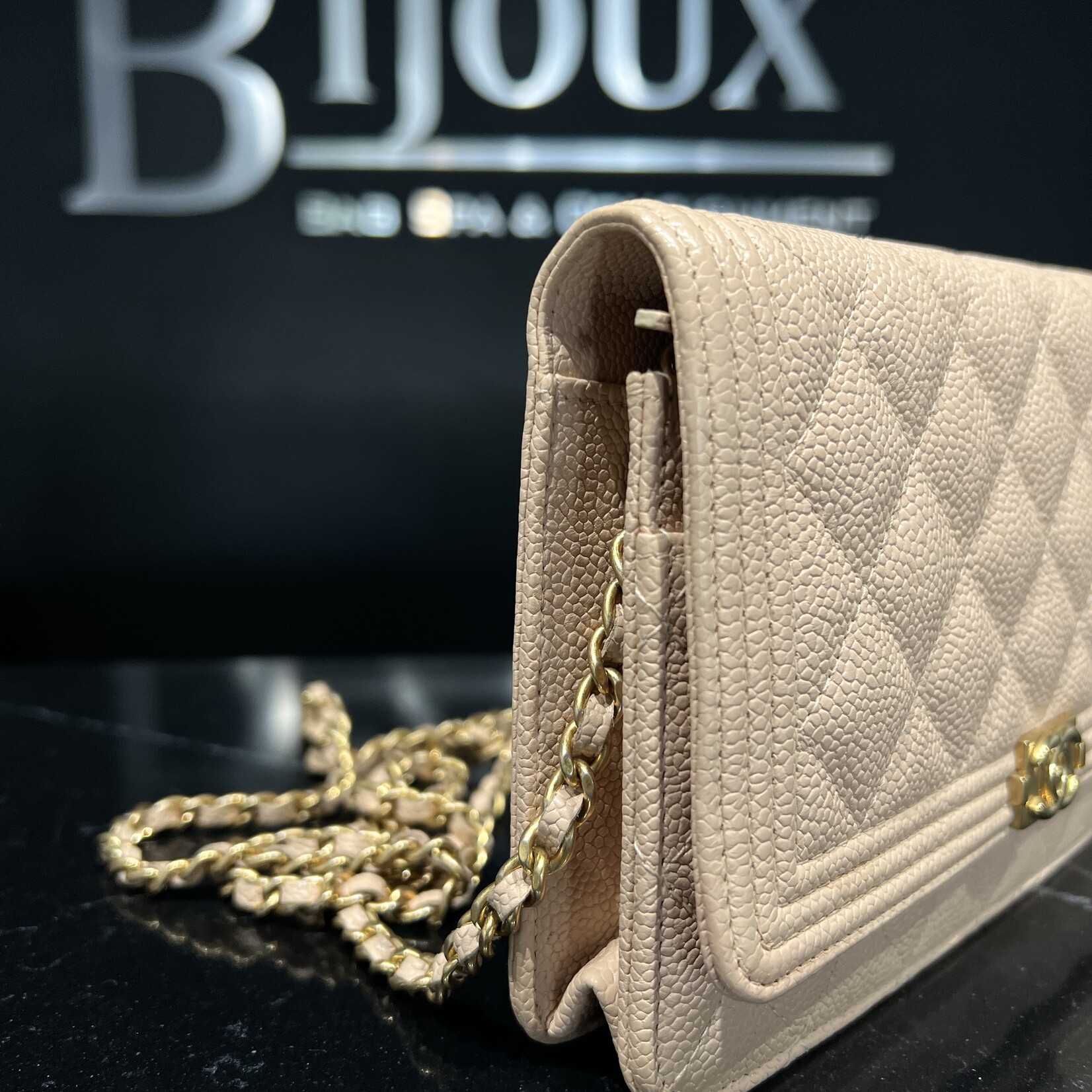 Chanel SOLD - Chanel Boy Wallet on Chain Biege