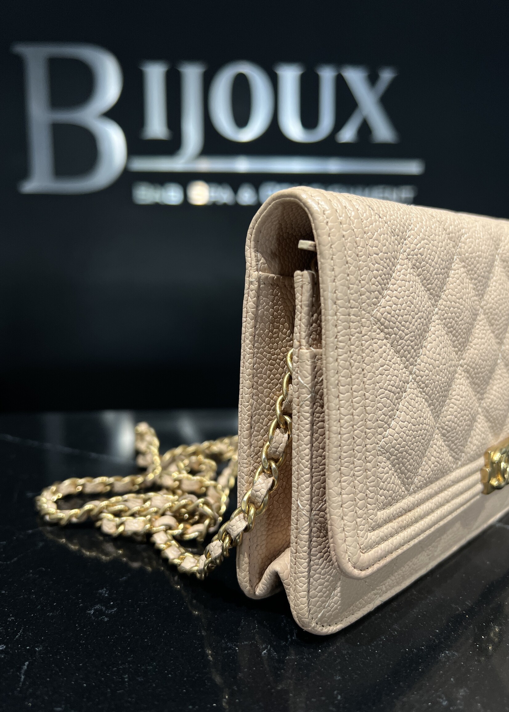 Chanel SOLD - Chanel Boy Wallet on Chain Biege