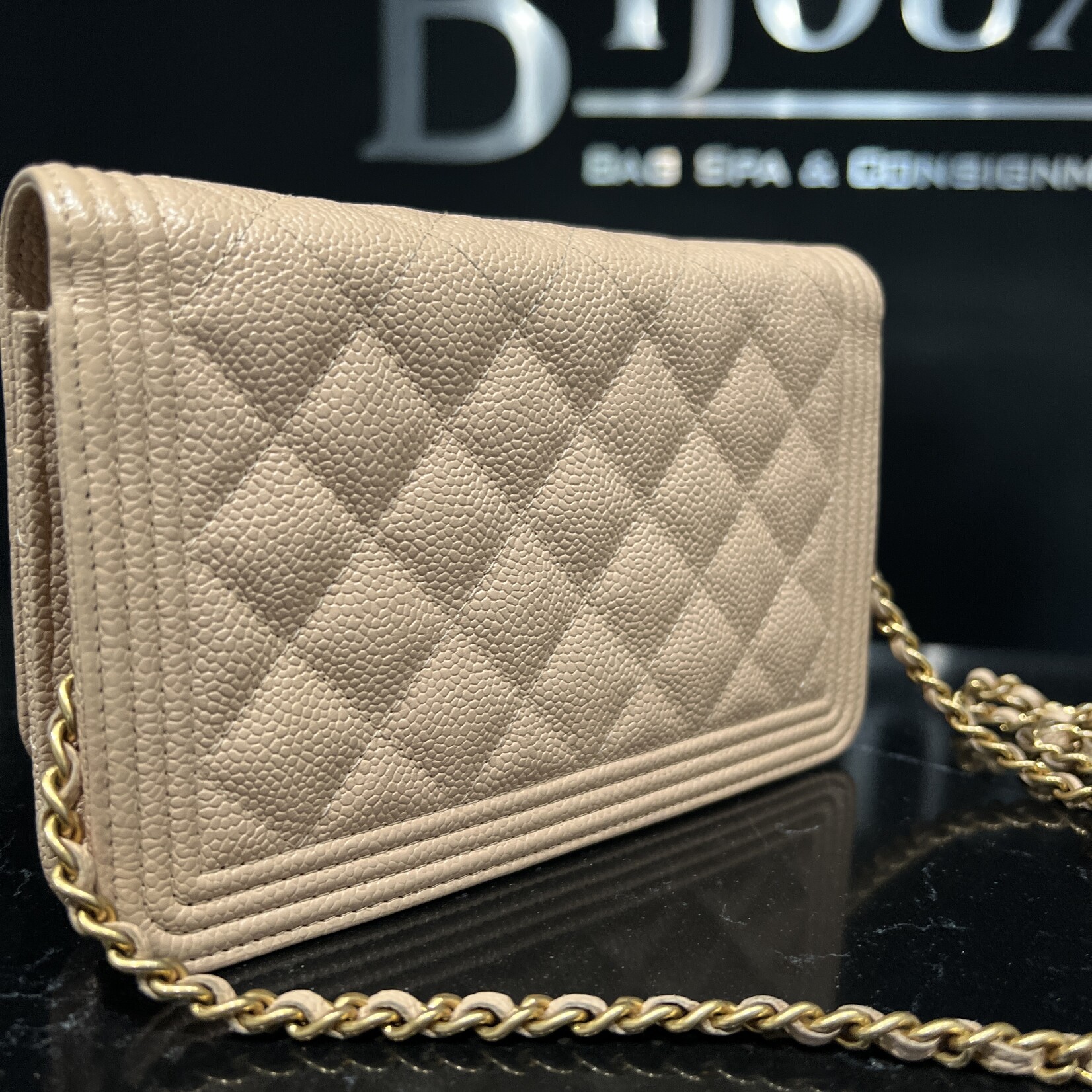 Chanel SOLD - Chanel Boy Wallet on Chain Biege