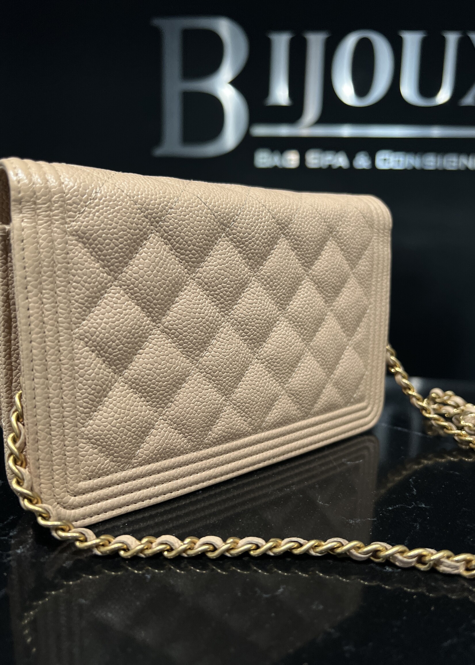 Chanel SOLD - Chanel Boy Wallet on Chain Biege