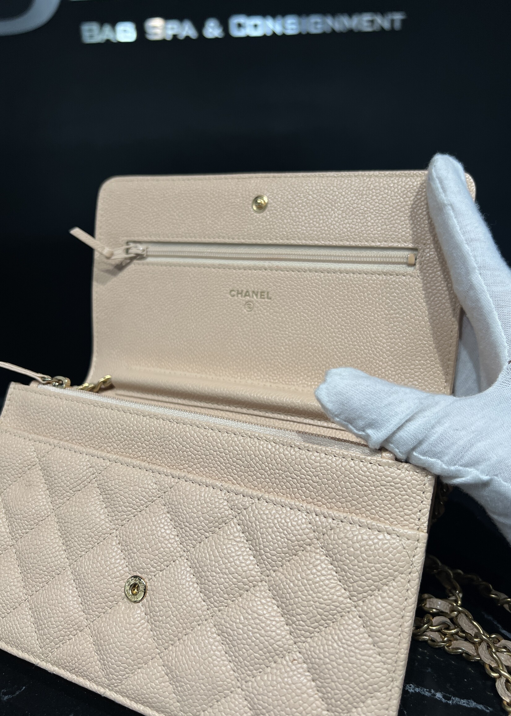 Chanel SOLD - Chanel Boy Wallet on Chain Biege