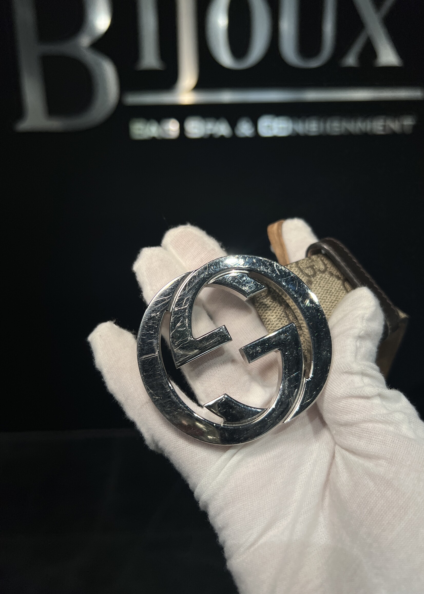 Gucci SOLD - Gucci Interlocking Monogram Belt 100