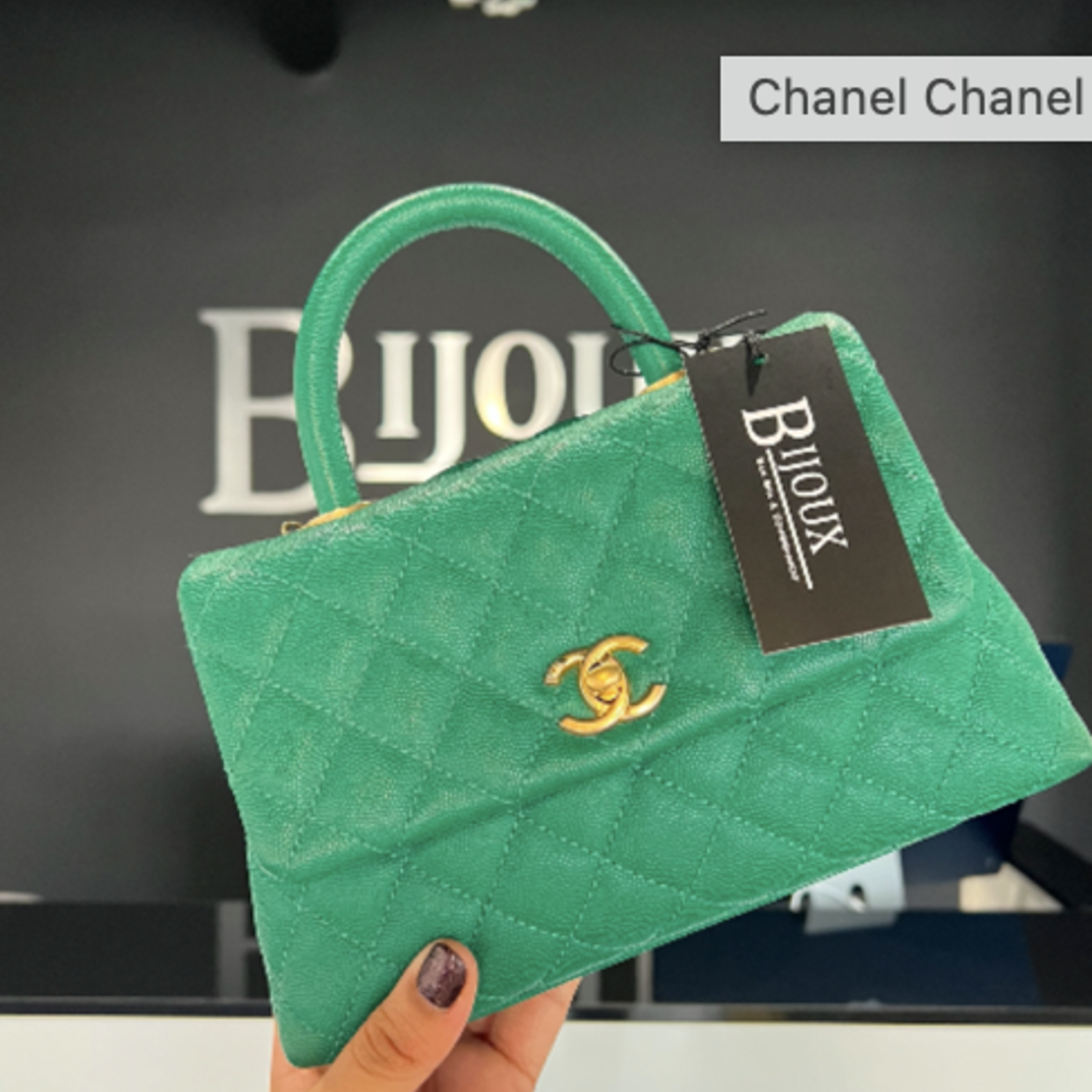 Chanel SOLD - Chanel Green Top Handle Small
