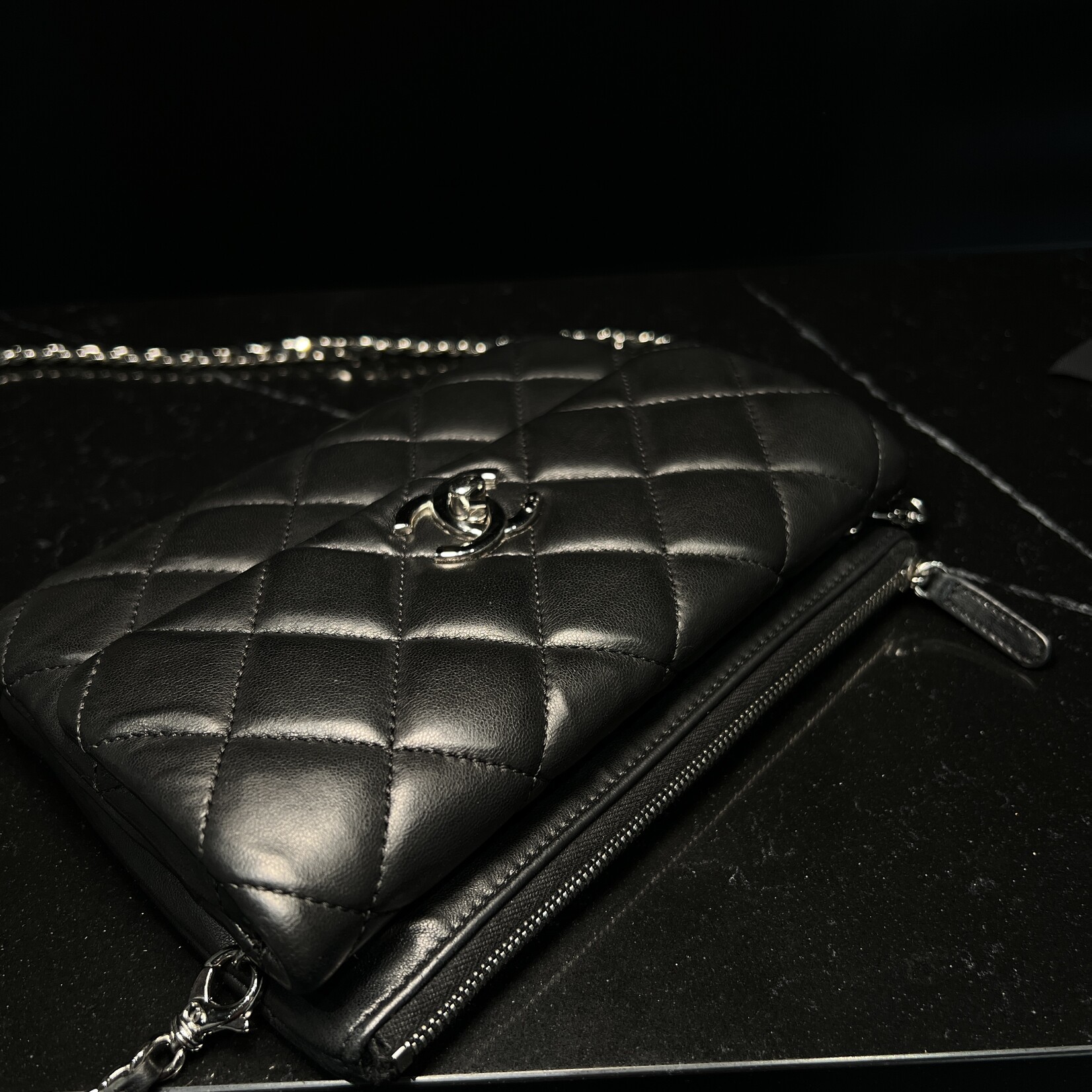 Chanel SOLD- Chanel Daily Zip Wallet on Chain Lambskin