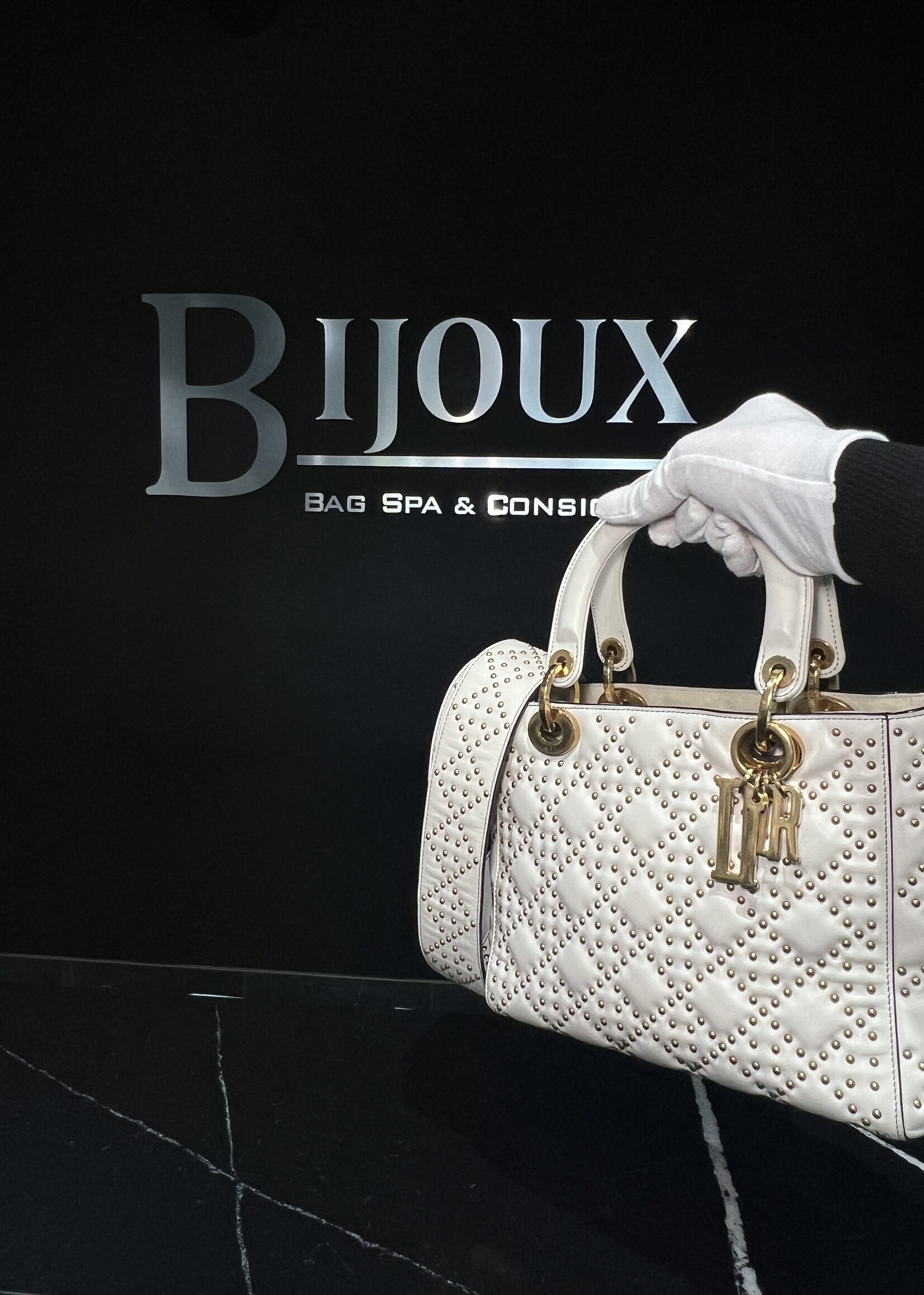 Christian Dior Christian Dior Lady Dior White Studded