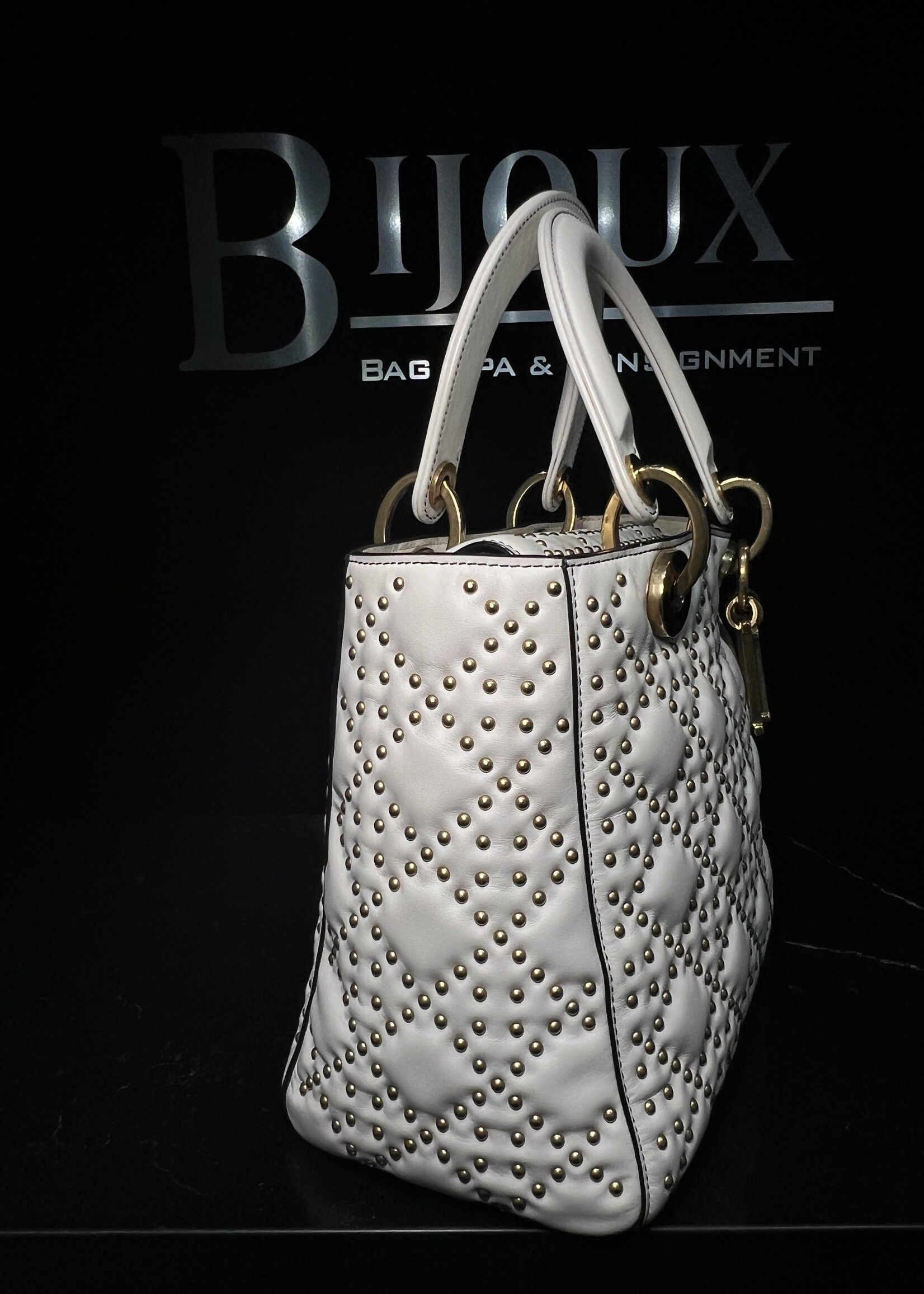 Christian Dior Christian Dior Lady Dior White Studded