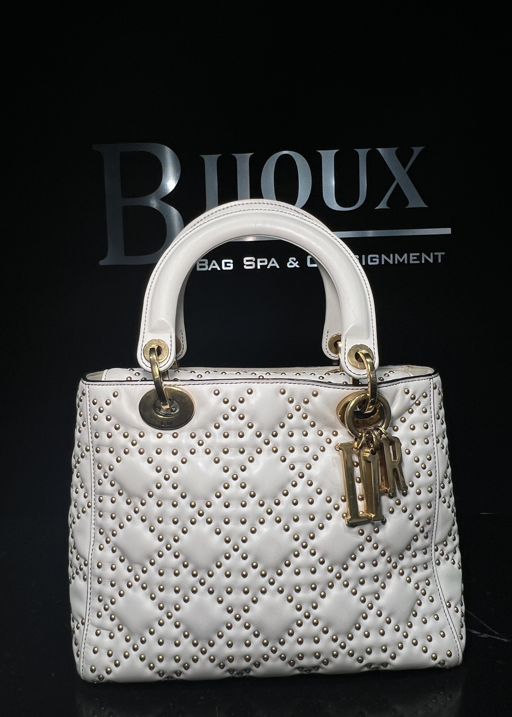 Christian Dior Christian Dior Lady Dior White Studded