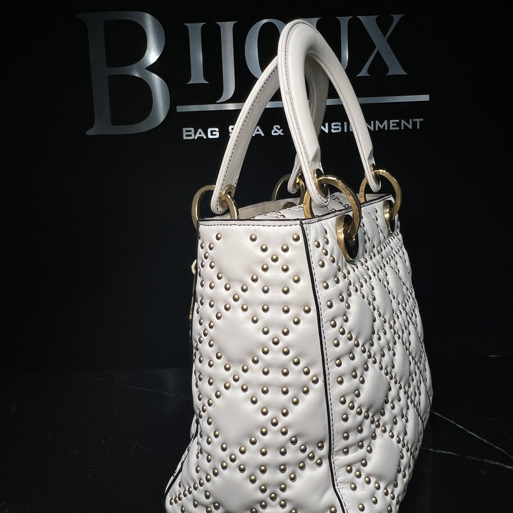 Christian Dior Christian Dior Lady Dior White Studded