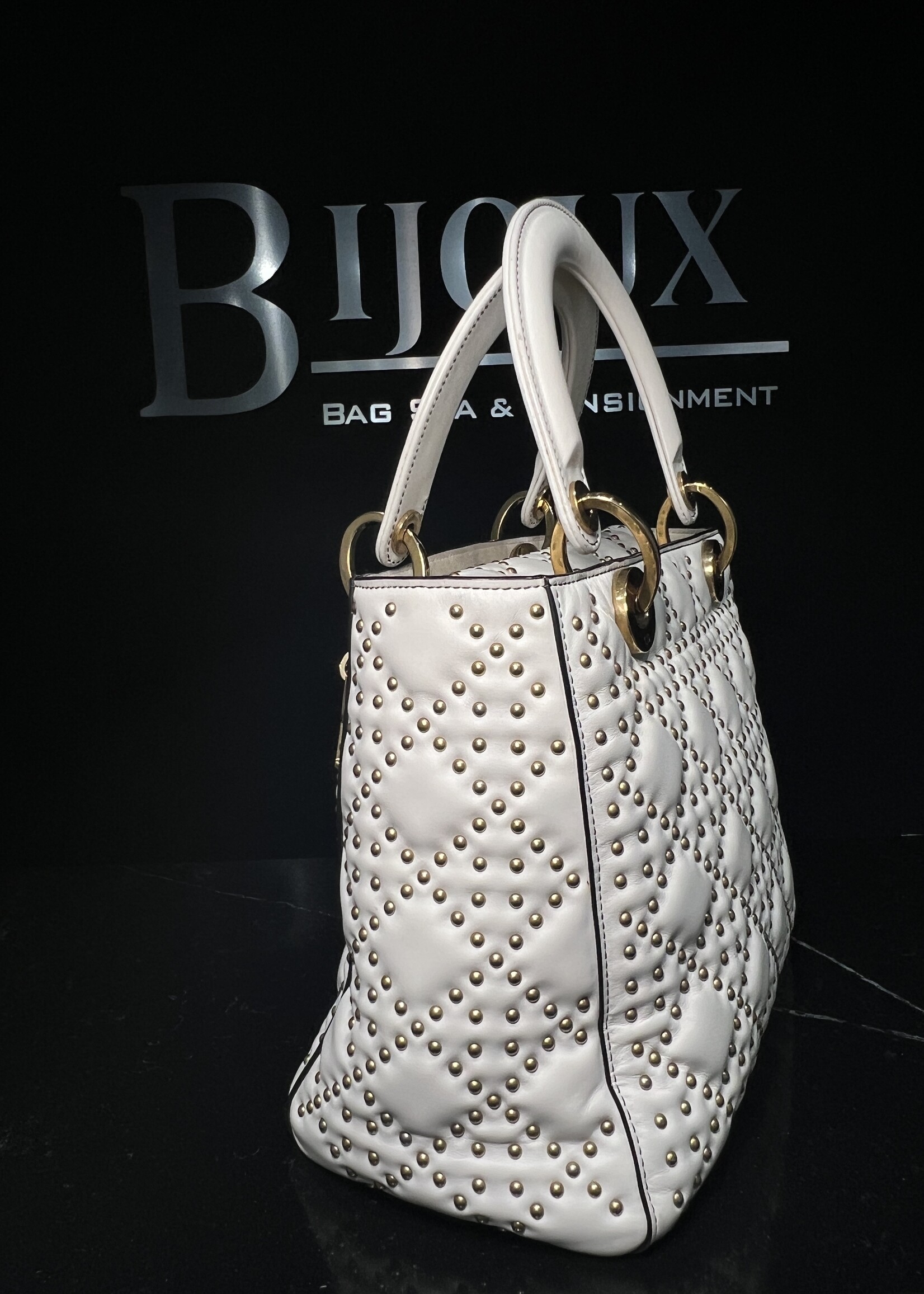 Christian Dior Christian Dior Lady Dior White Studded