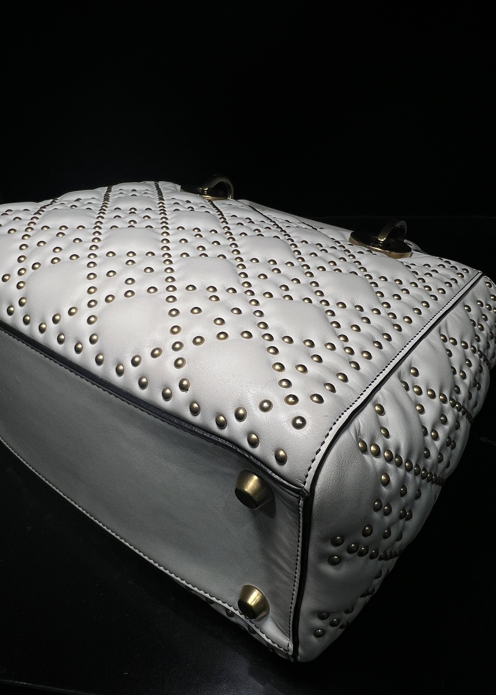 Christian Dior Christian Dior Lady Dior White Studded