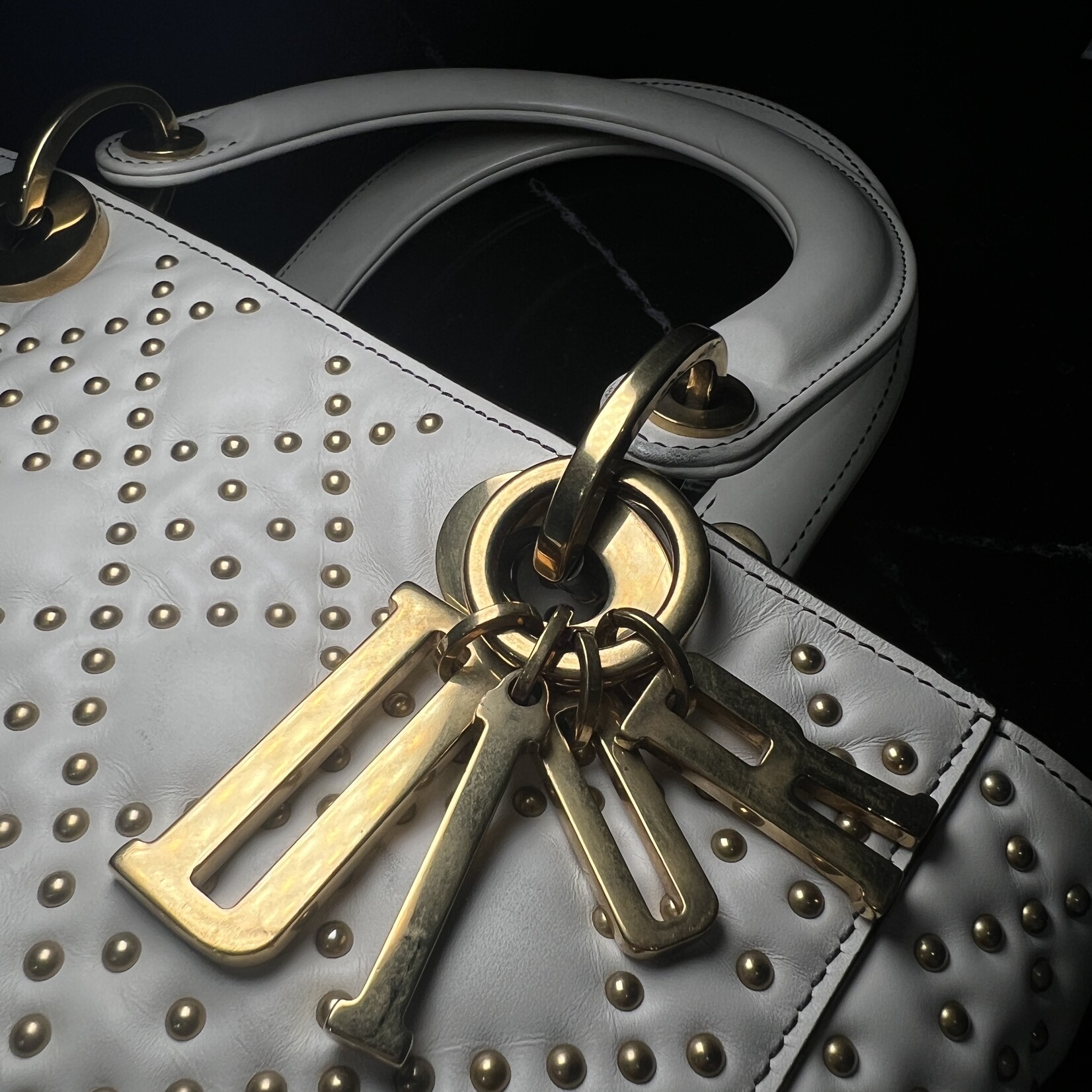 Christian Dior Christian Dior Lady Dior White Studded