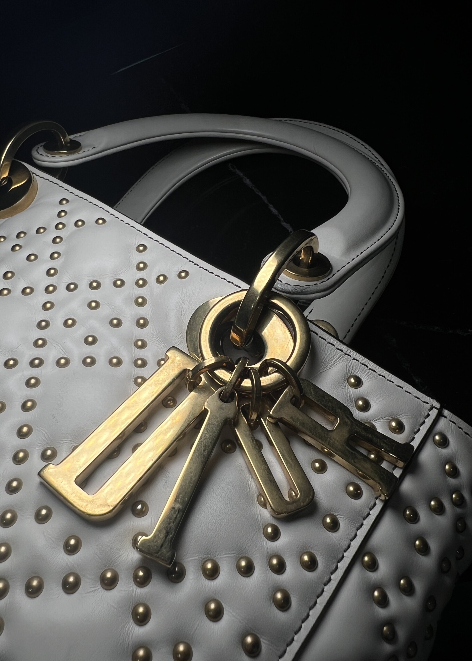 Christian Dior Christian Dior Lady Dior White Studded