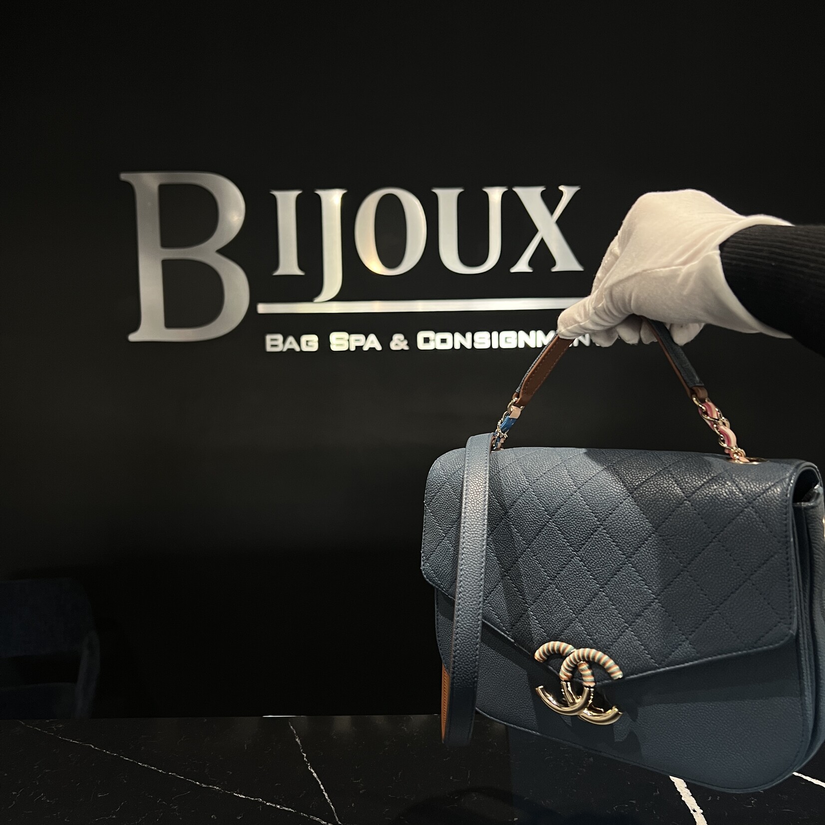 Chanel SOLD- Chanel Blue Thread Around World