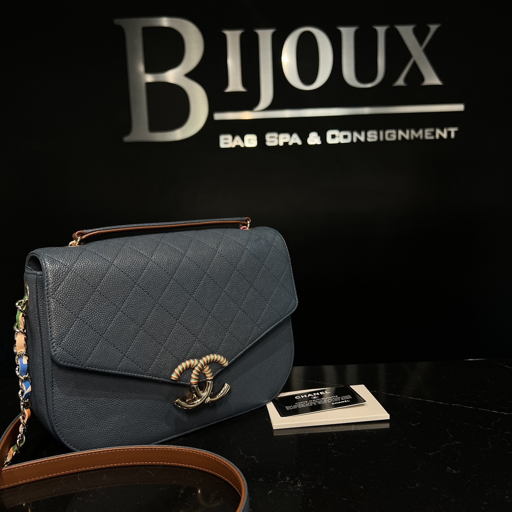 Chanel SOLD- Chanel Blue Thread Around World