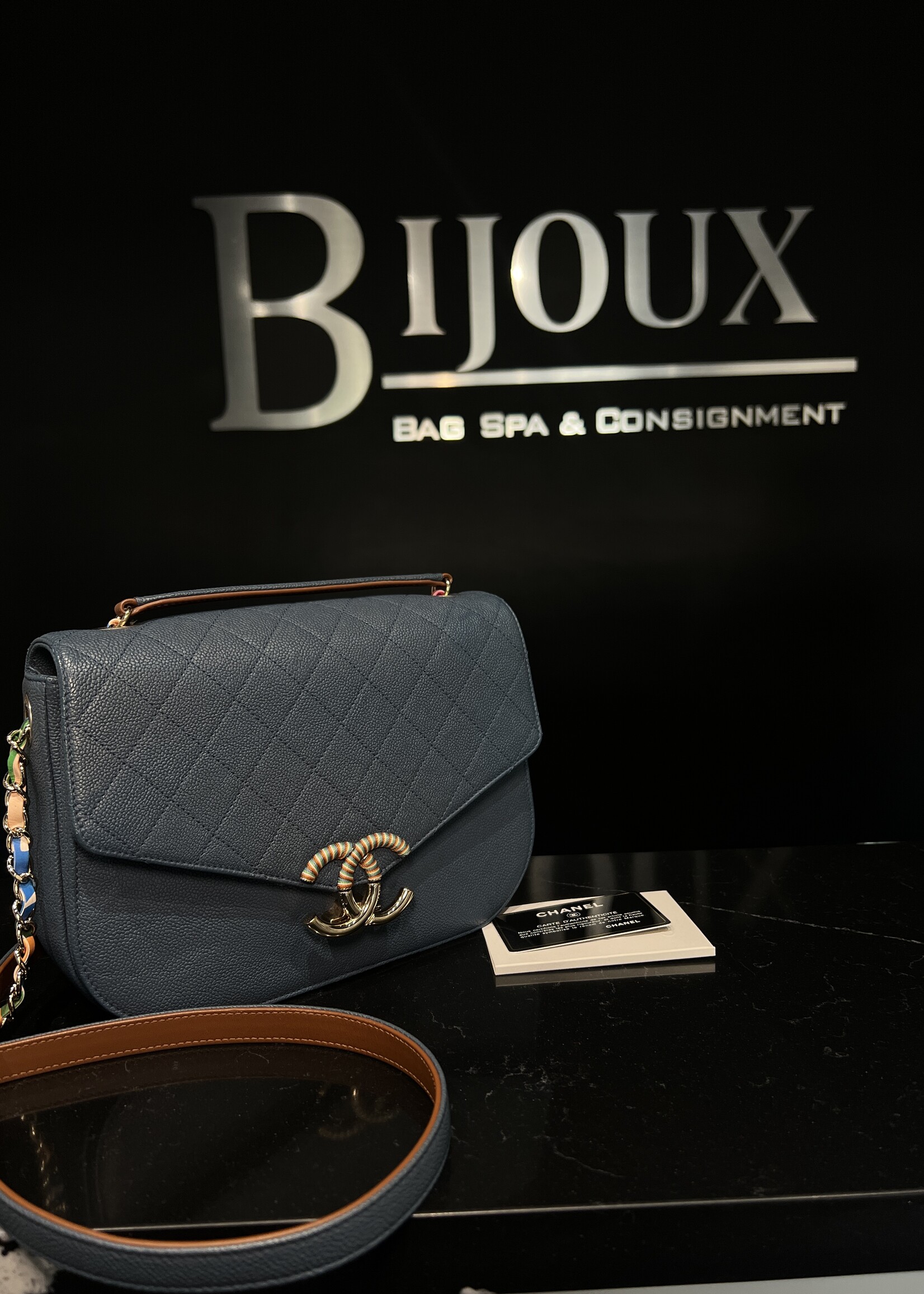 Chanel SOLD- Chanel Blue Thread Around World