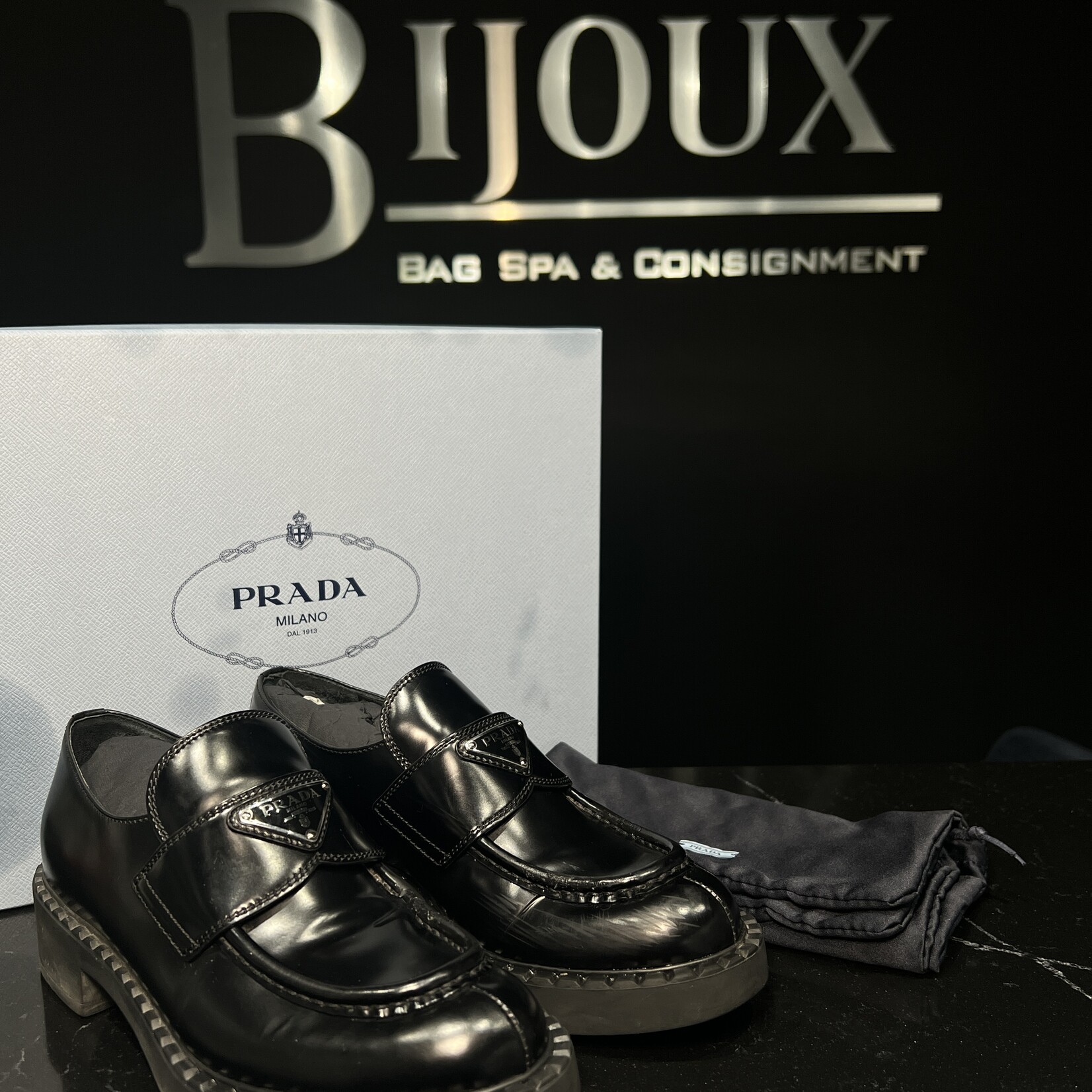 Prada Prada Brushed Leather Loafer
