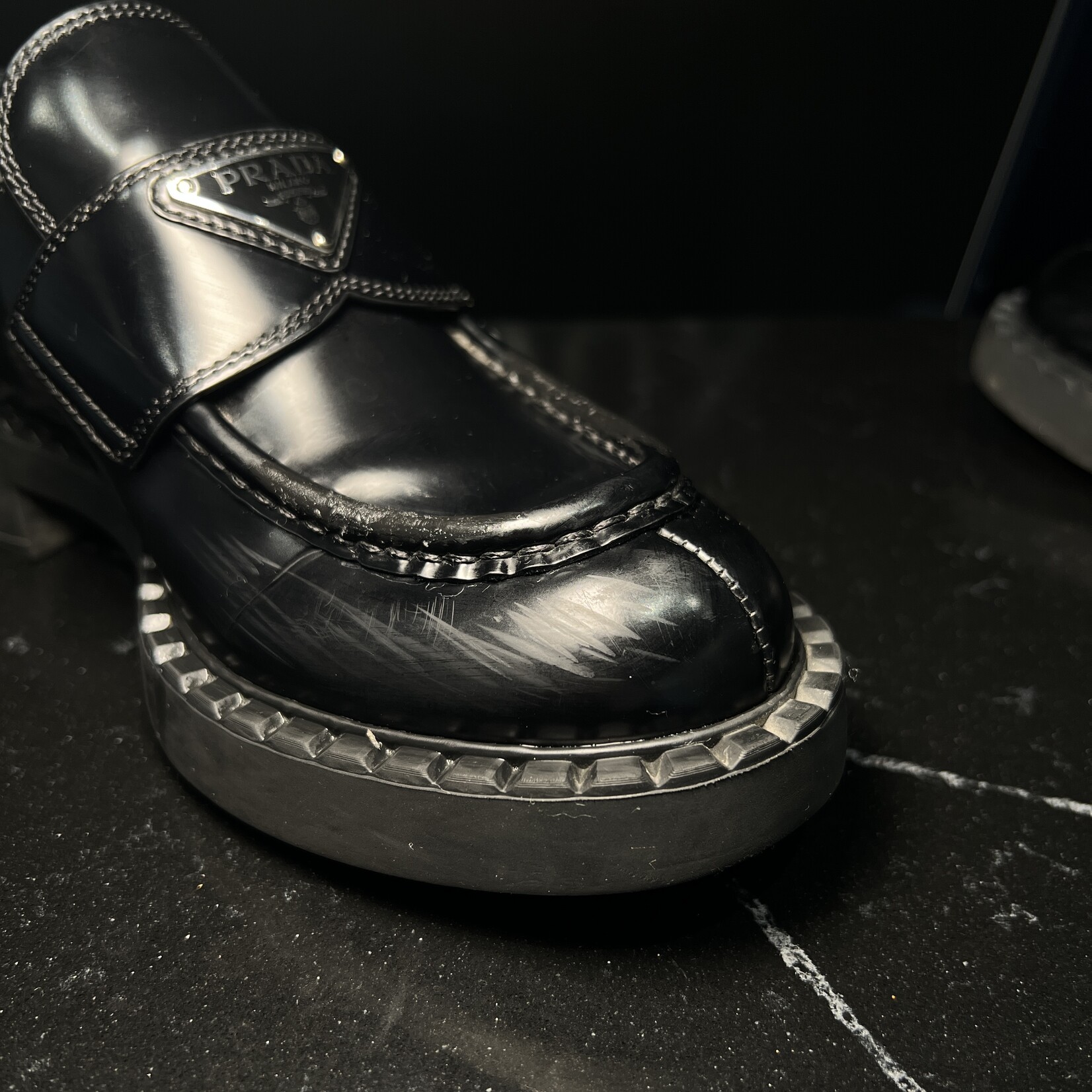Prada Prada Brushed Leather Loafer