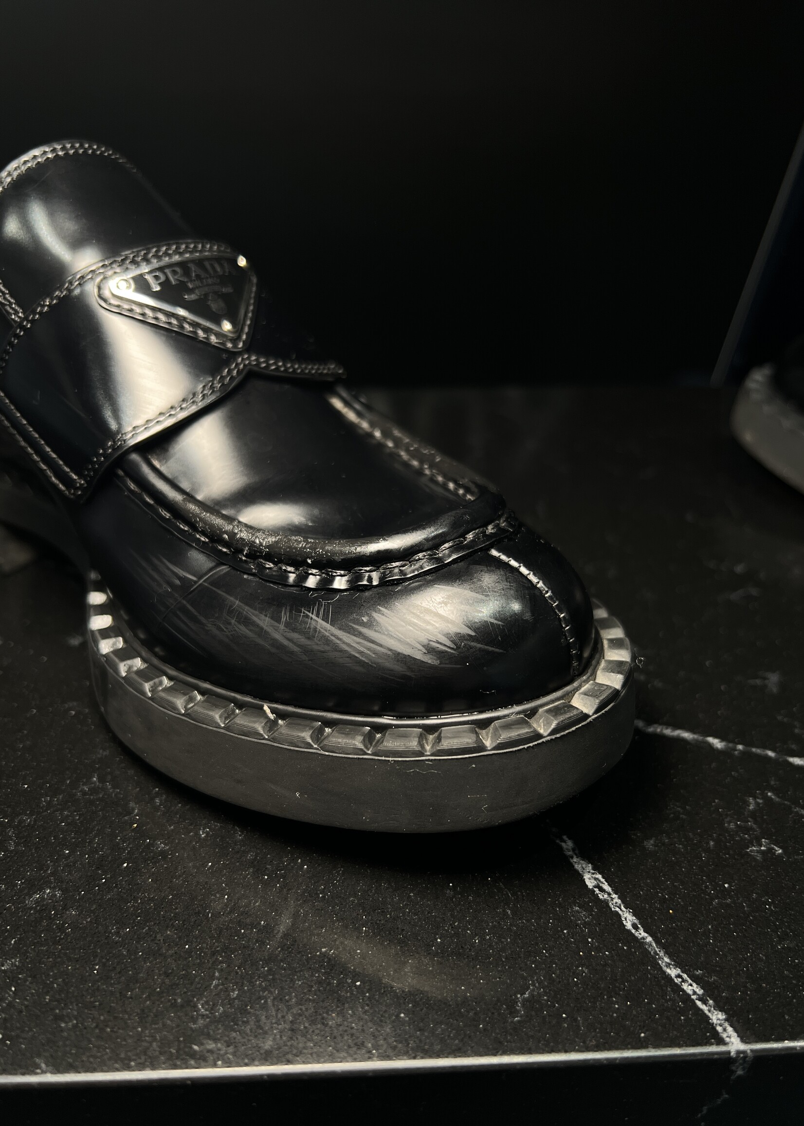 Prada Prada Brushed Leather Loafer