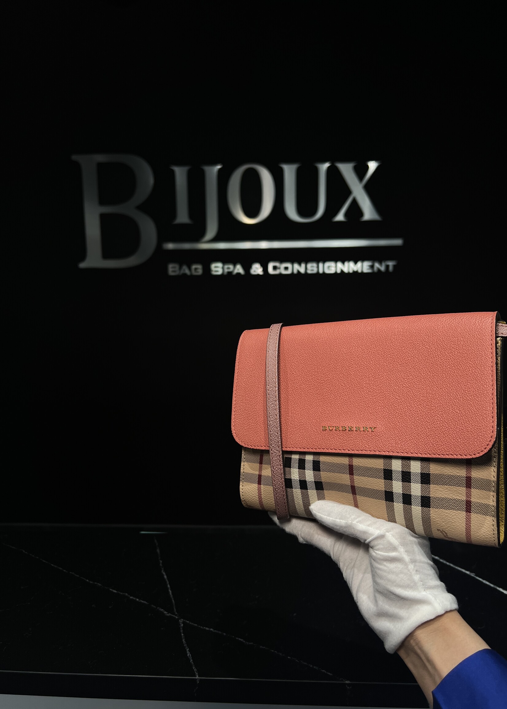 Burberry SOLD - Burberry Derby Haymarket Loxley Crossbody Pink